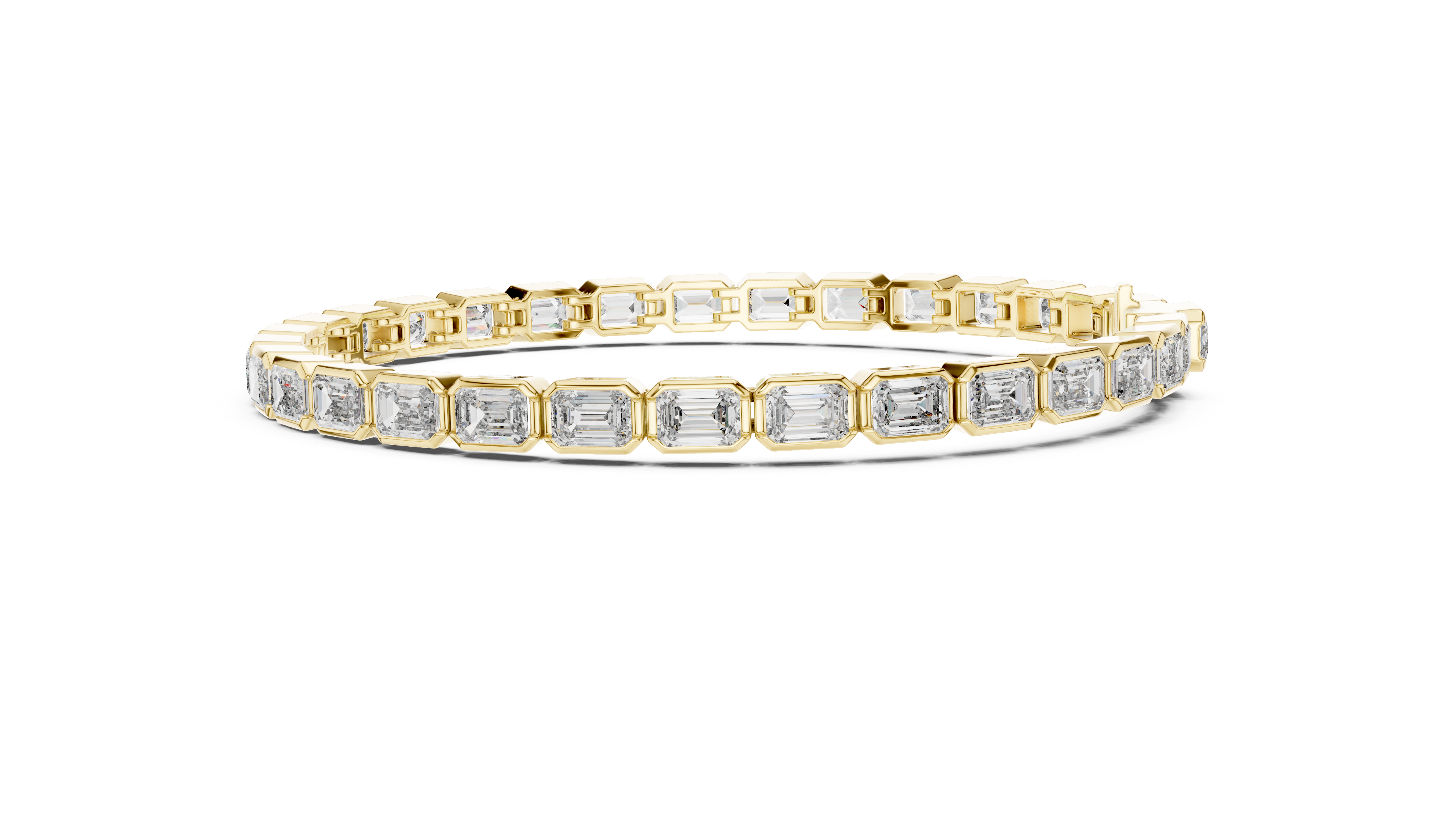 Emerald-Cut Bezel Eternity Bracelet in Yellow Gold - VYKA Diamonds