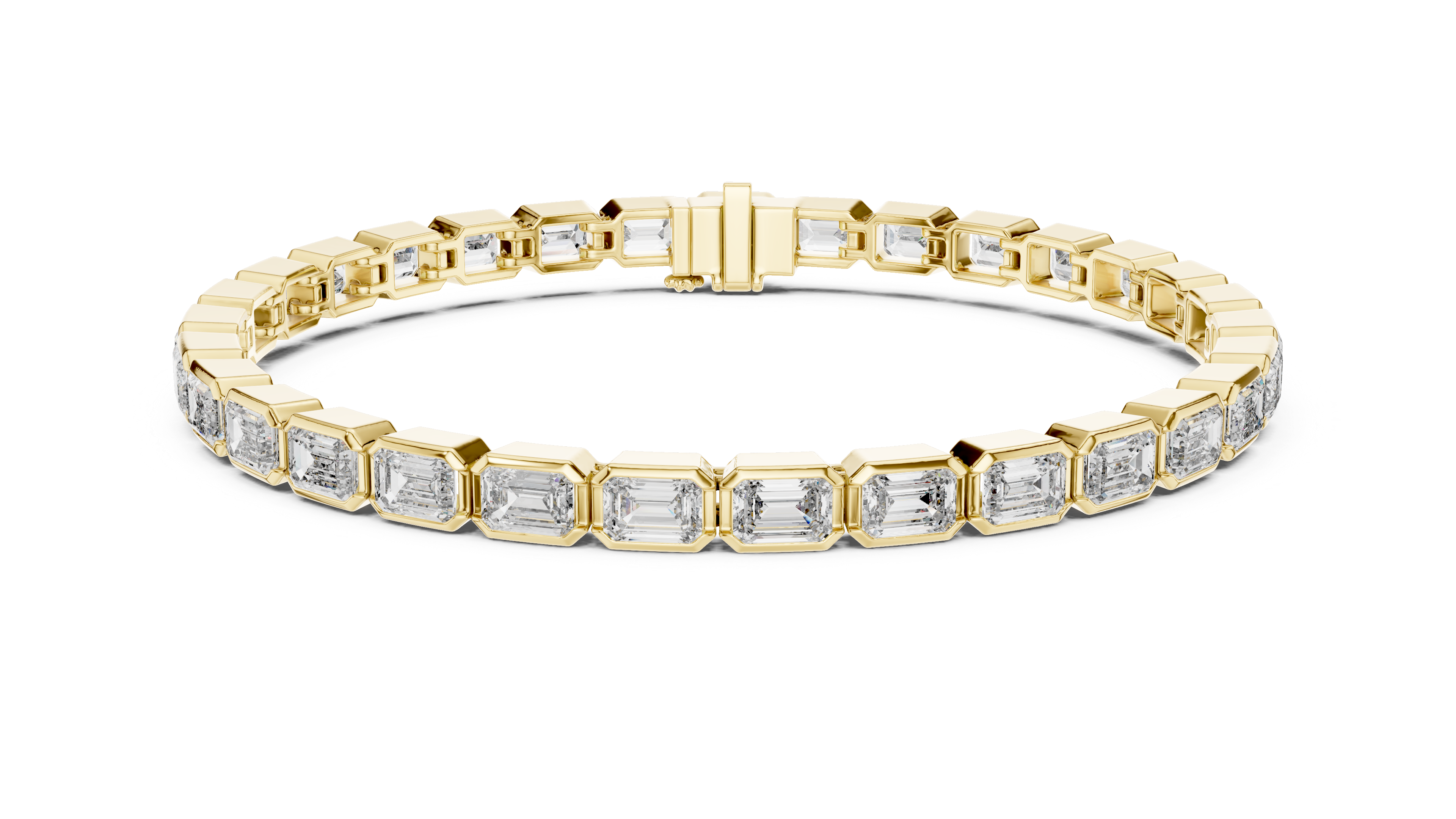Emerald-Cut Bezel Eternity Bracelet in Yellow Gold - VYKA Diamonds