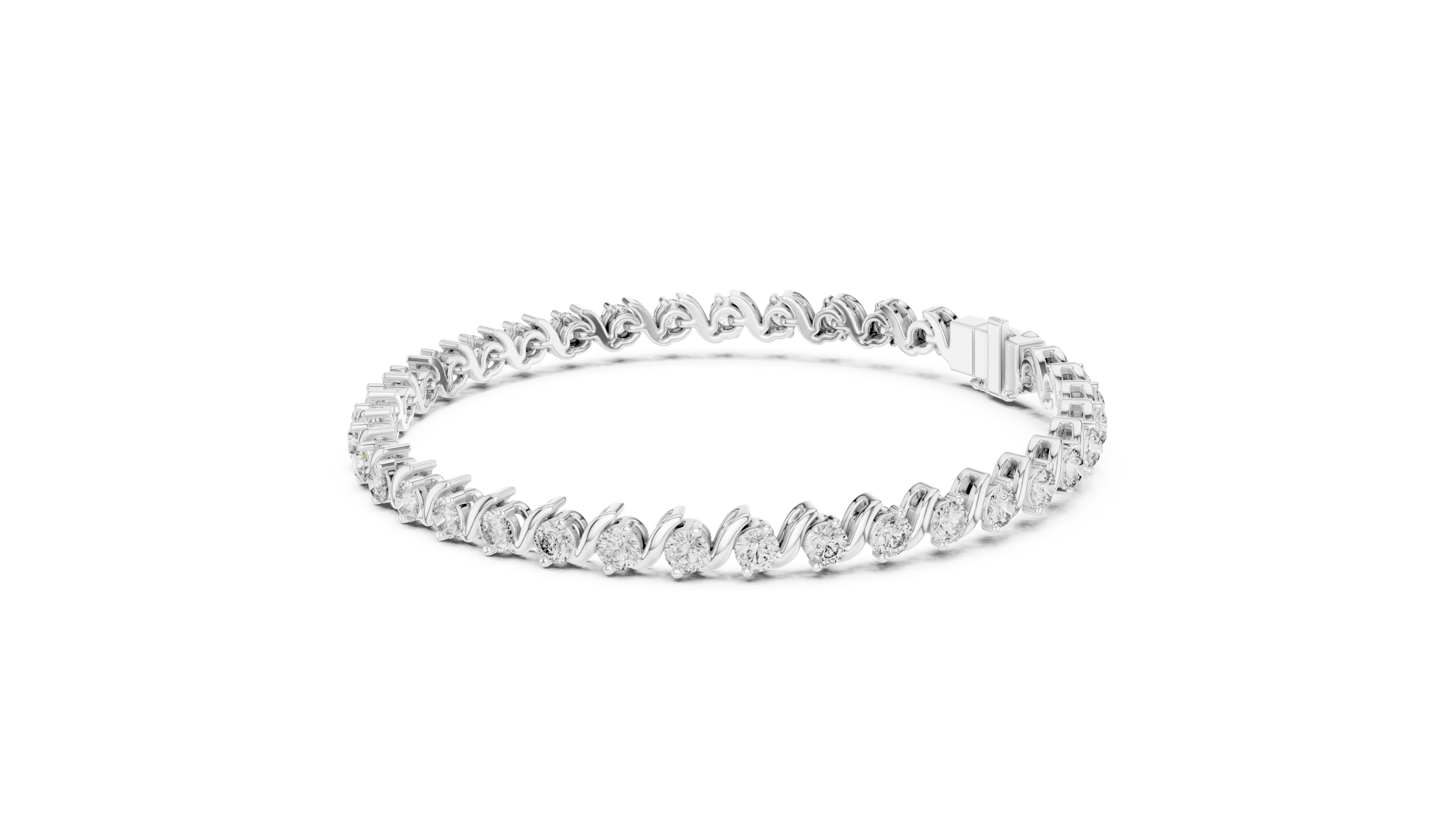 Round Collet Station Bracelet in White Gold - VYKA Diamonds
