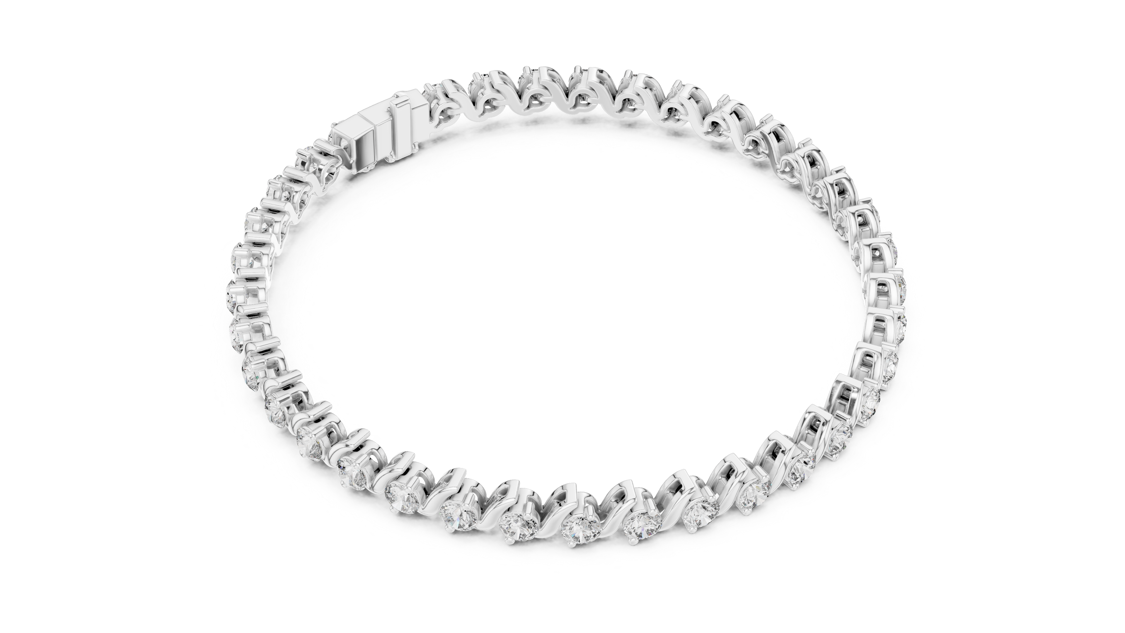 Round Collet Station Bracelet in White Gold - VYKA Diamonds