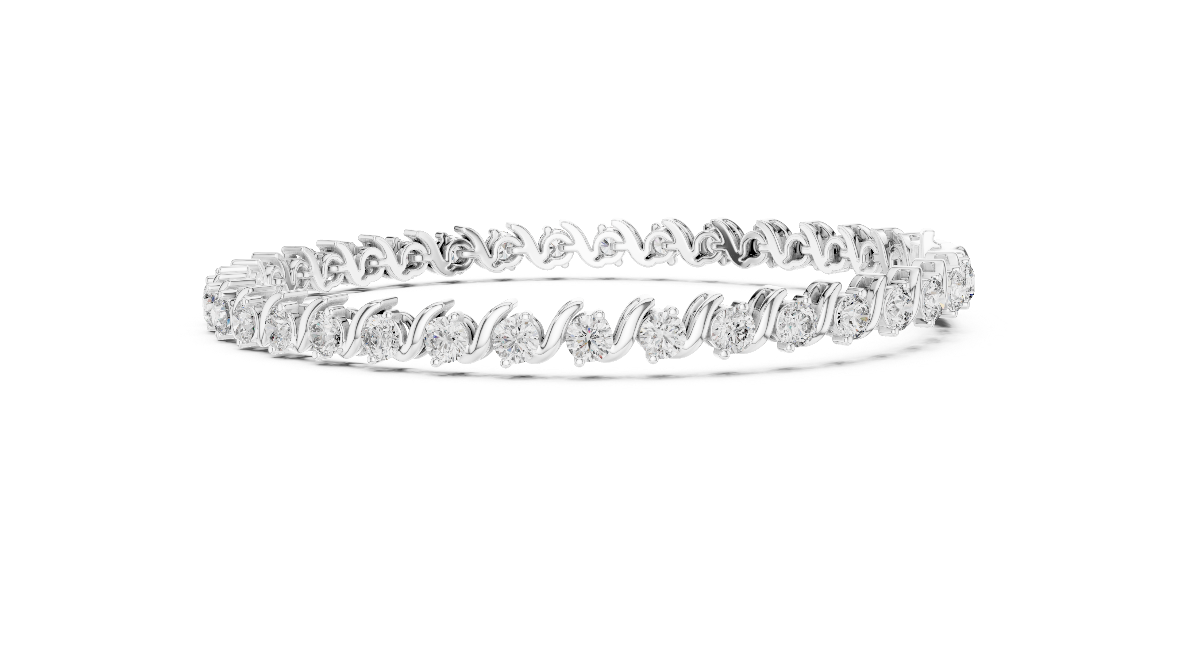Round Collet Station Bracelet in White Gold - VYKA Diamonds