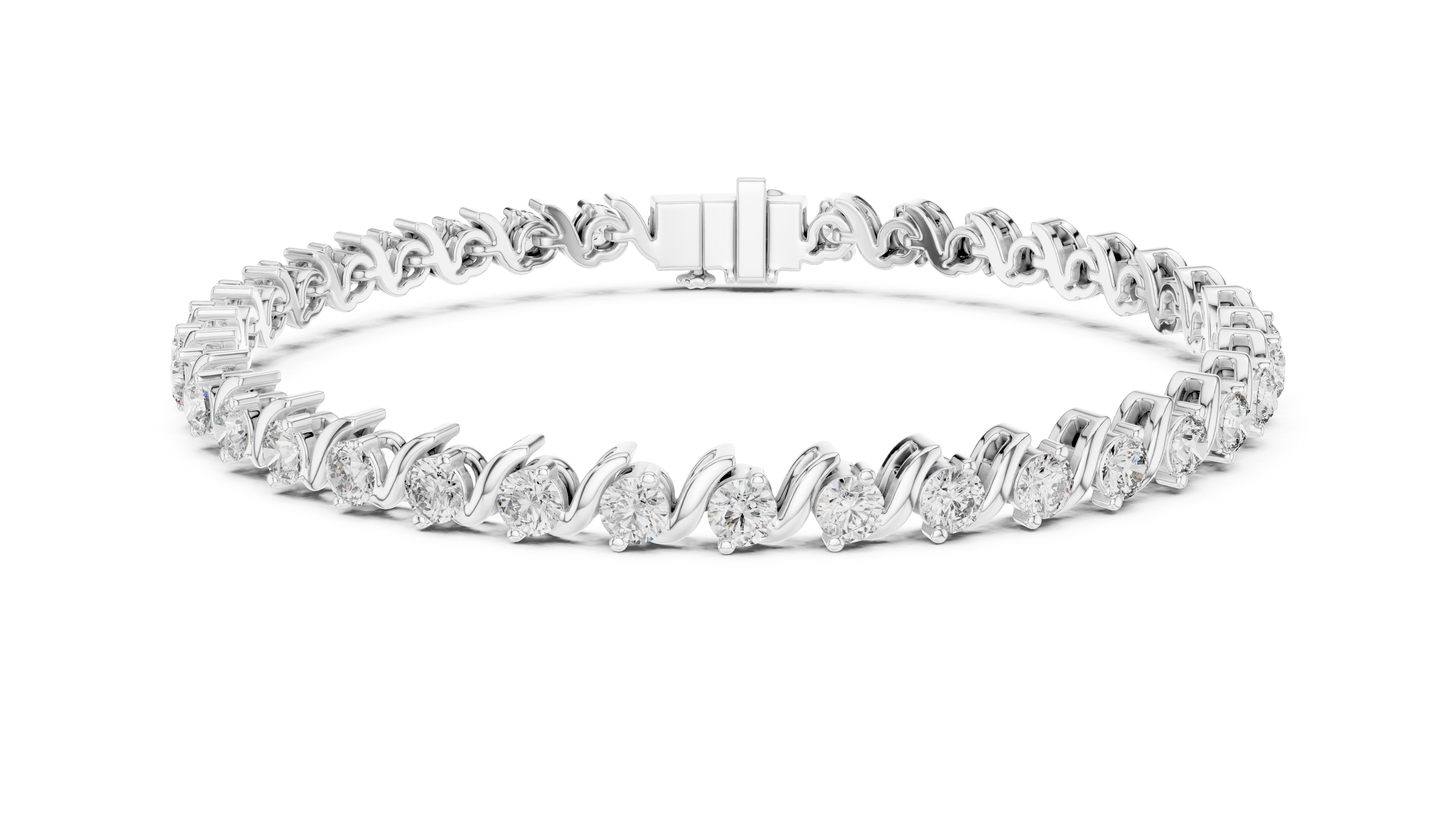 Round Collet Station Bracelet in White Gold - VYKA Diamonds
