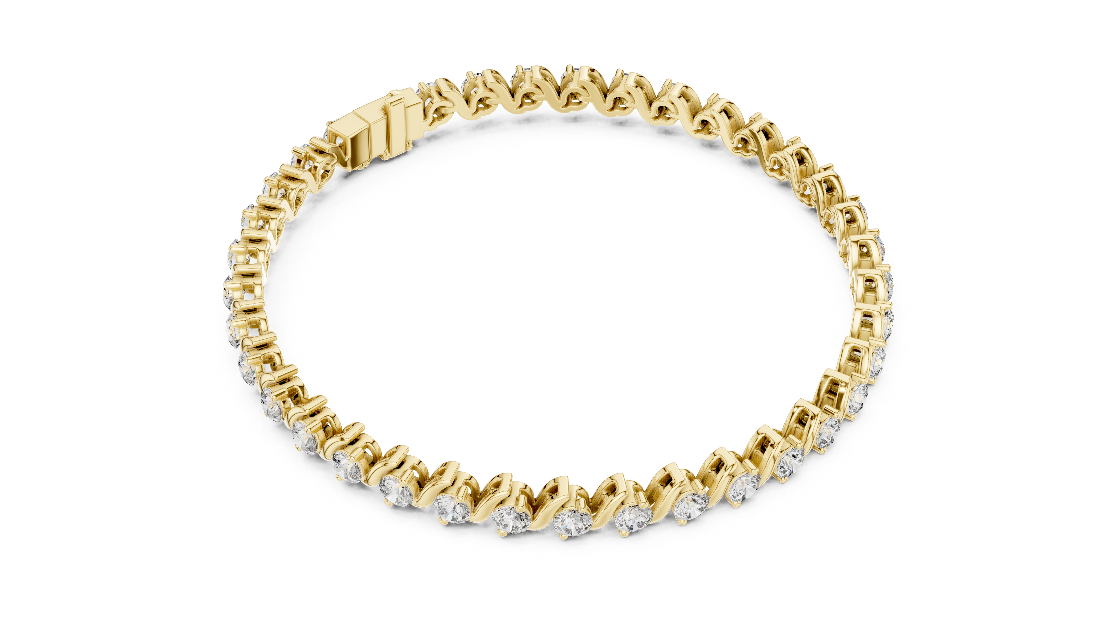 Round Collet Station Bracelet in Yellow Gold - VYKA Diamonds