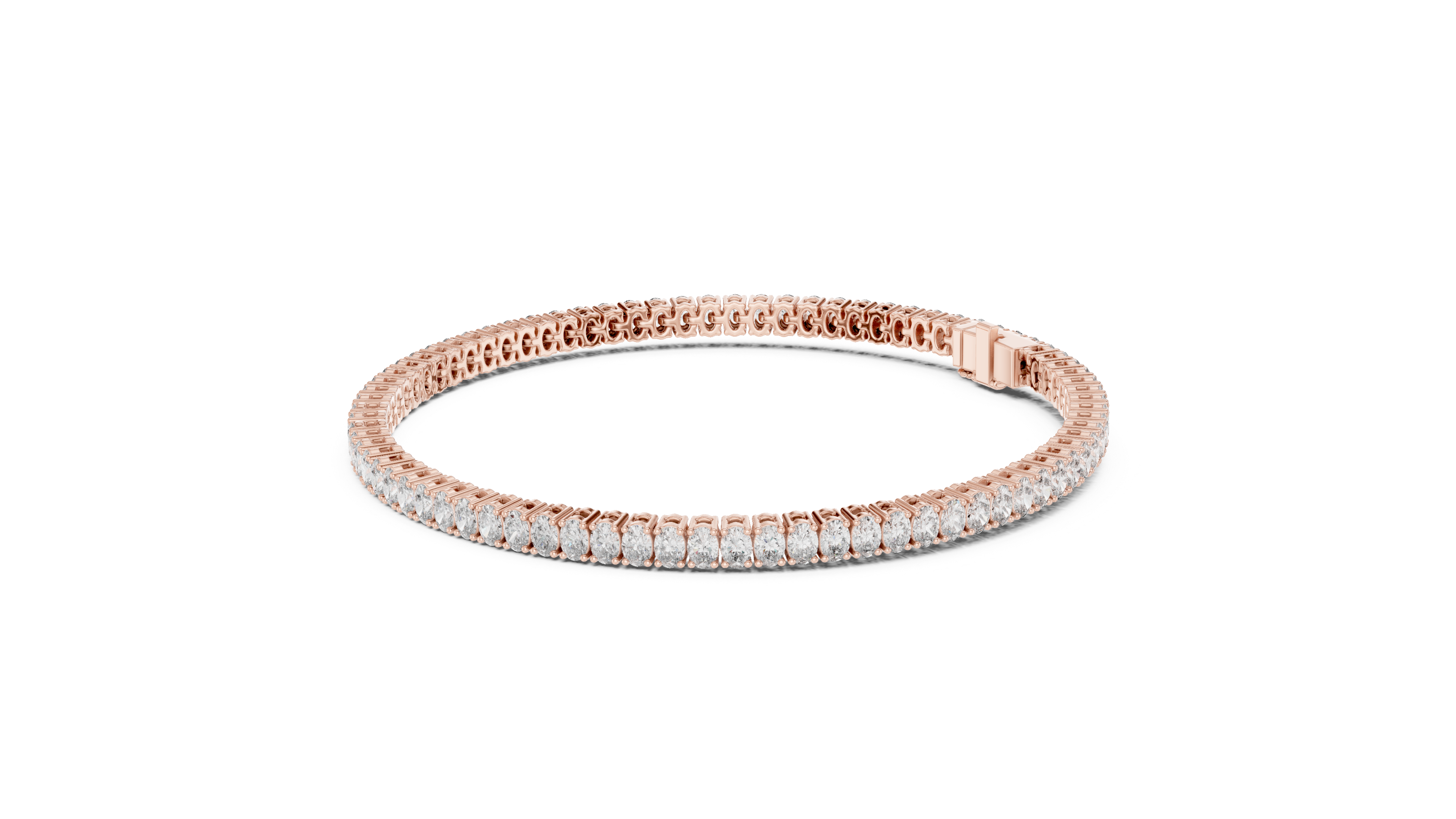 Oval Collet Diamond Bracelet in Rose Gold - VYKA Diamonds