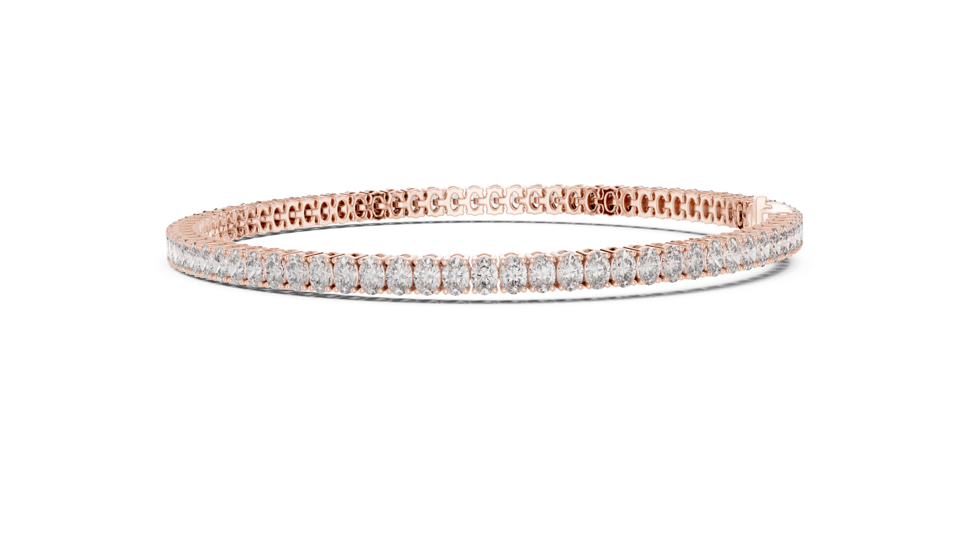 Oval Collet Diamond Bracelet in Rose Gold - VYKA Diamonds