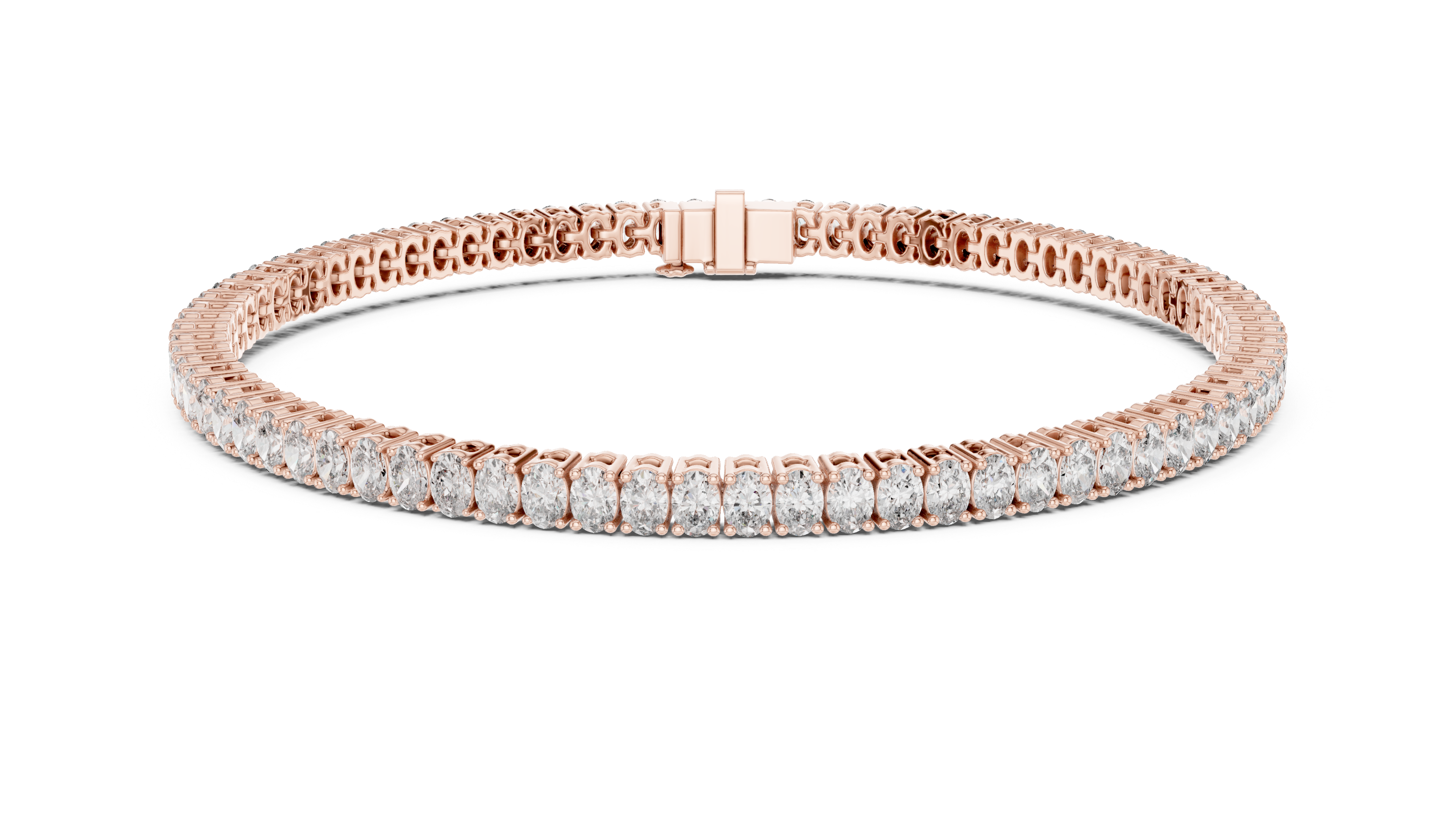 Oval Collet Diamond Bracelet in Rose Gold - VYKA Diamonds