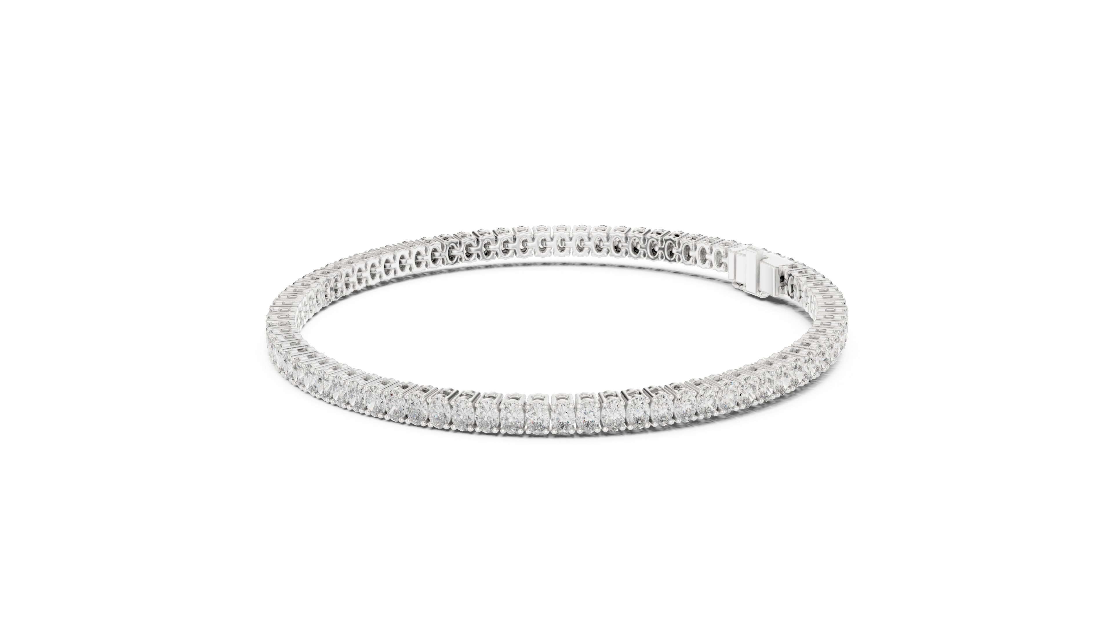 Oval Collet Diamond Bracelet in White Gold - VYKA Diamonds