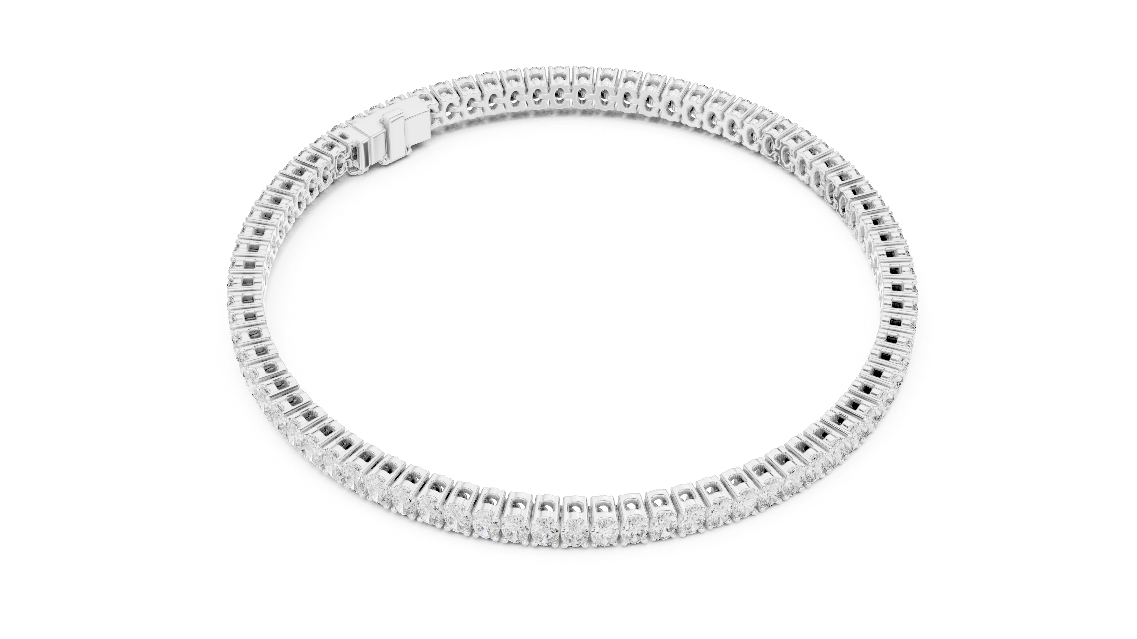 Oval Collet Diamond Bracelet in White Gold - VYKA Diamonds