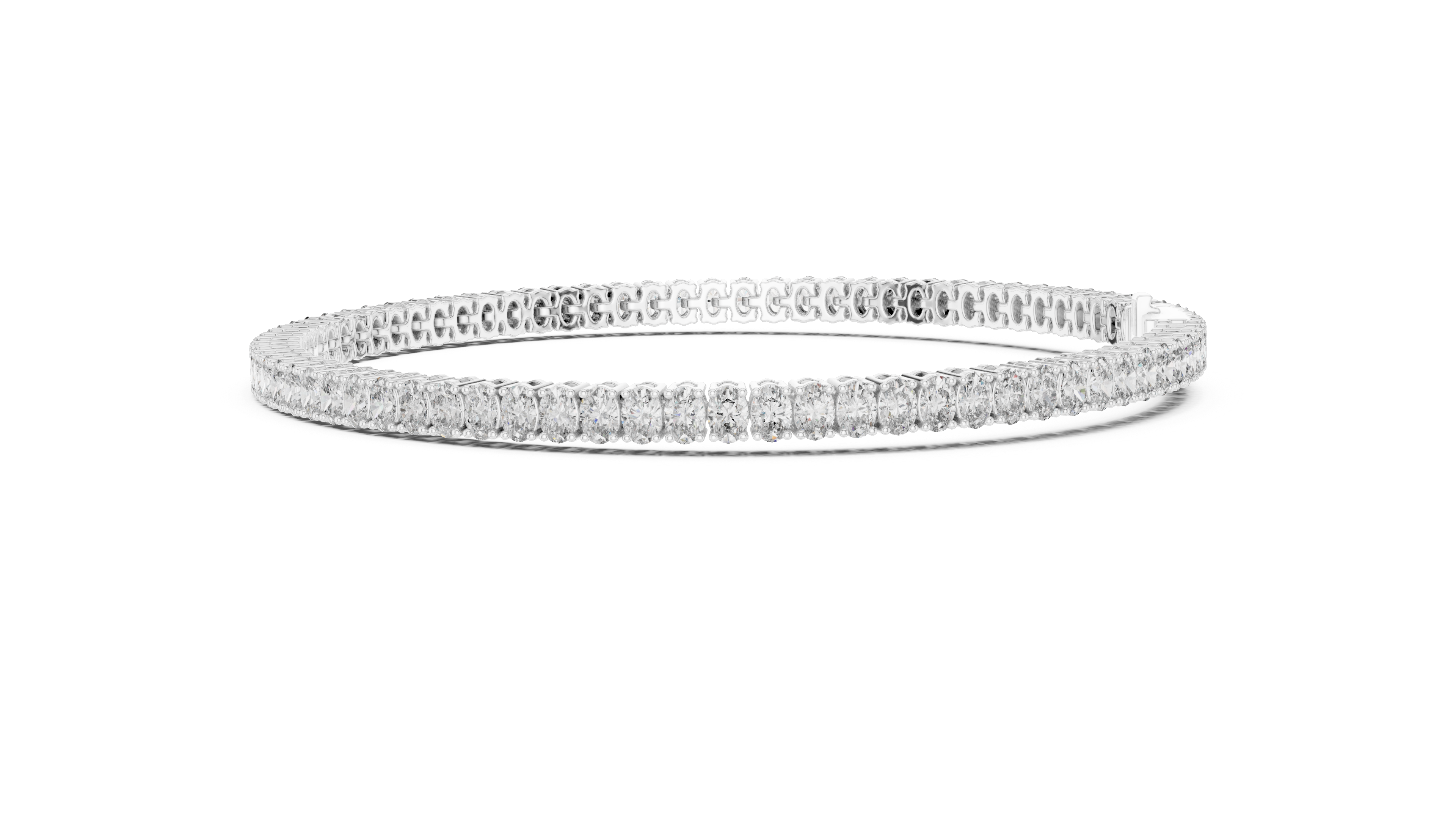 Oval Collet Diamond Bracelet in White Gold - VYKA Diamonds