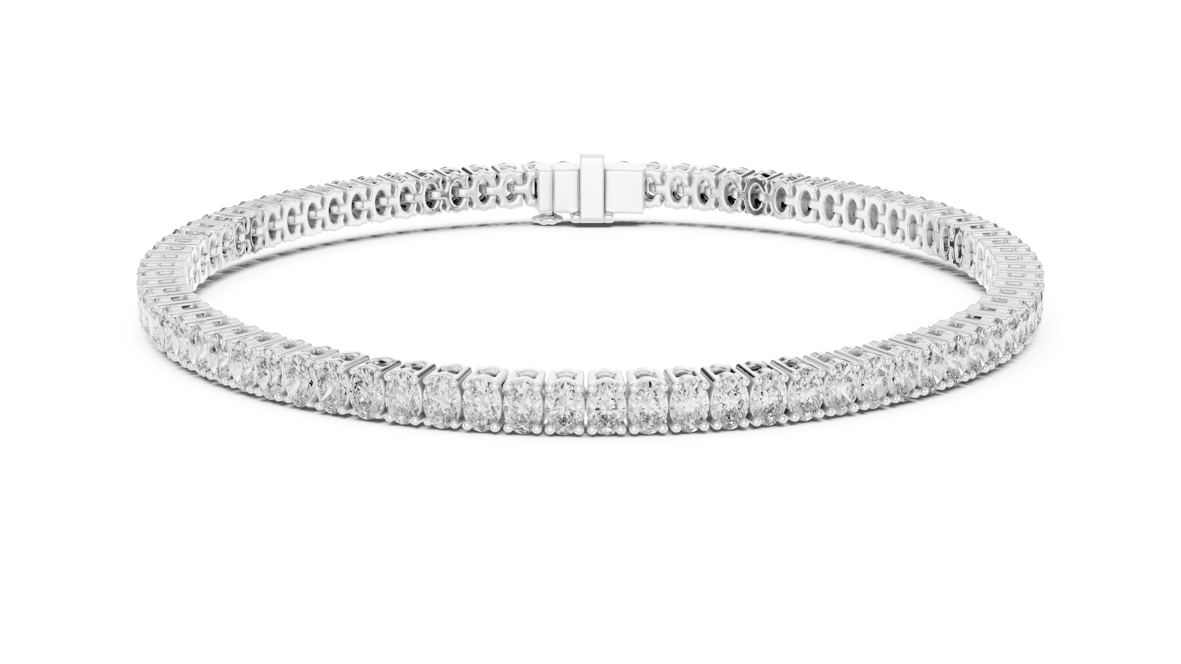 Oval Collet Diamond Bracelet in White Gold - VYKA Diamonds