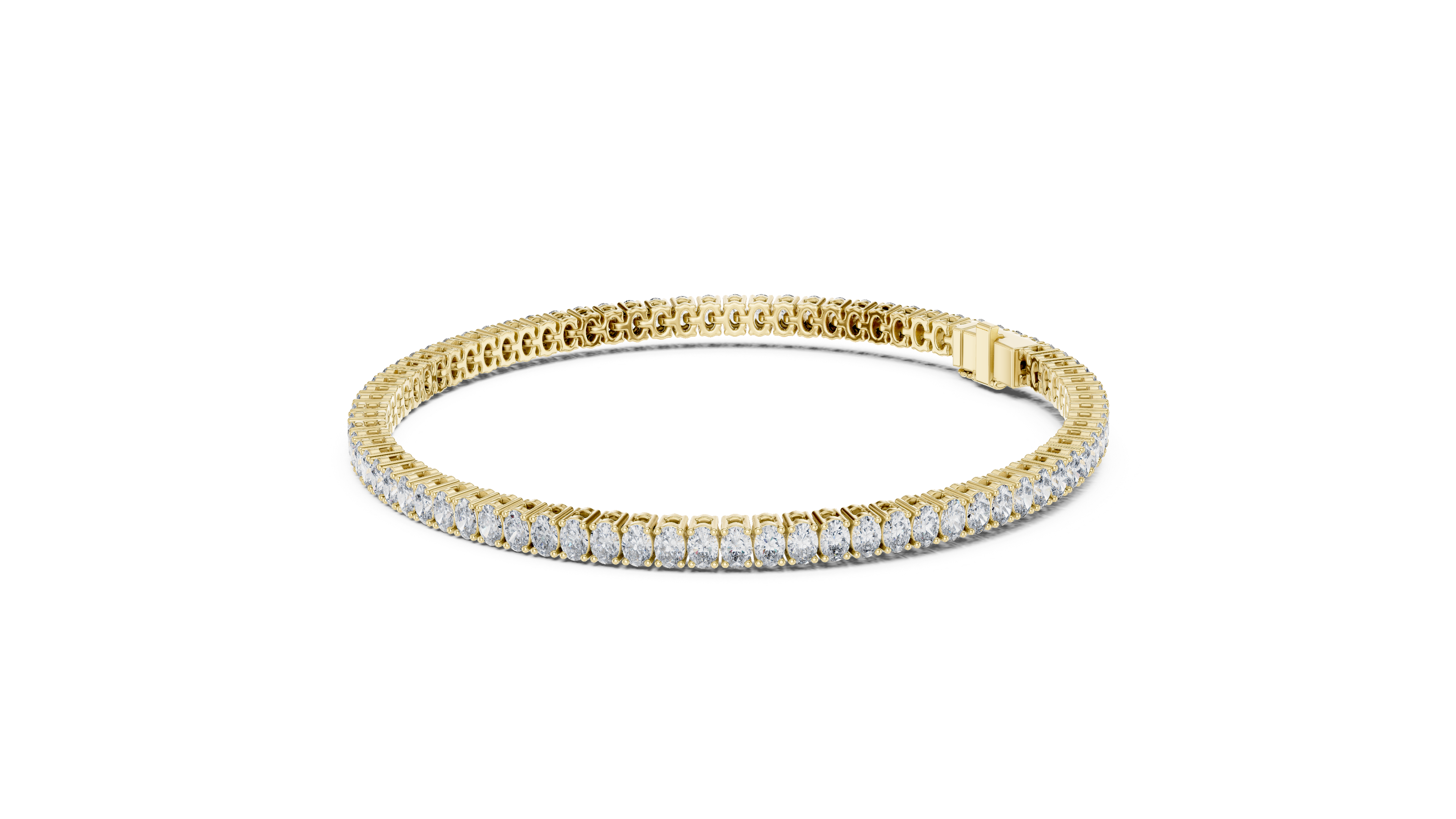 Oval Collet Diamond Bracelet in Yellow Gold - VYKA Diamonds
