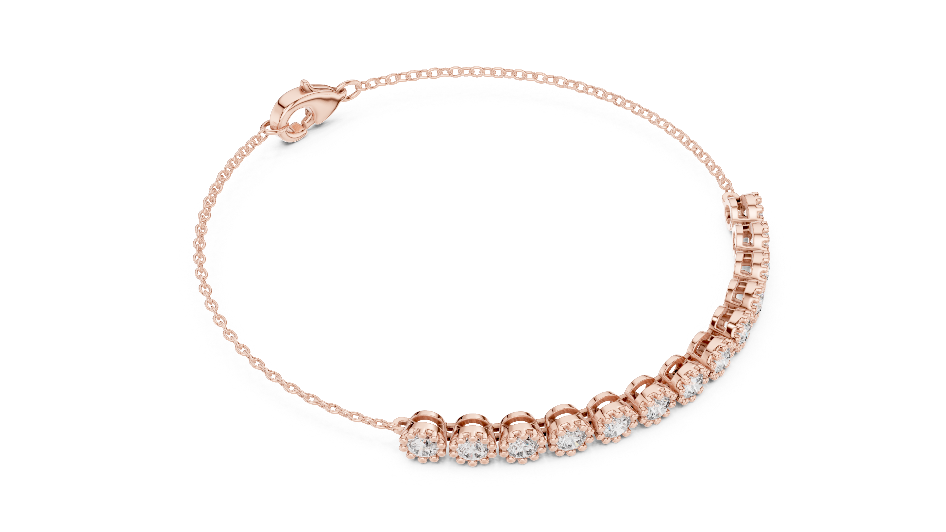 Solitaire Station Diamond Bracelet in Rose Gold - VYKA Diamonds