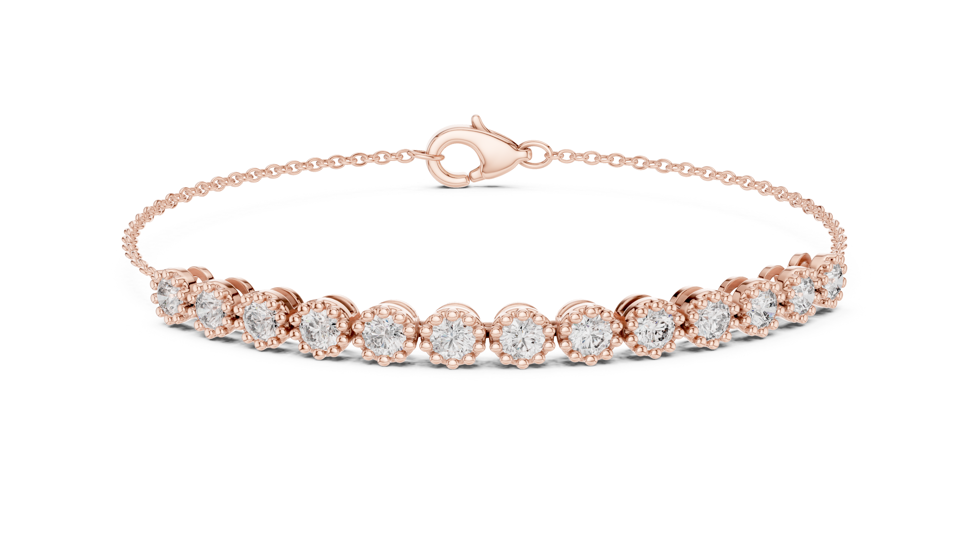 Solitaire Station Diamond Bracelet in Rose Gold - VYKA Diamonds