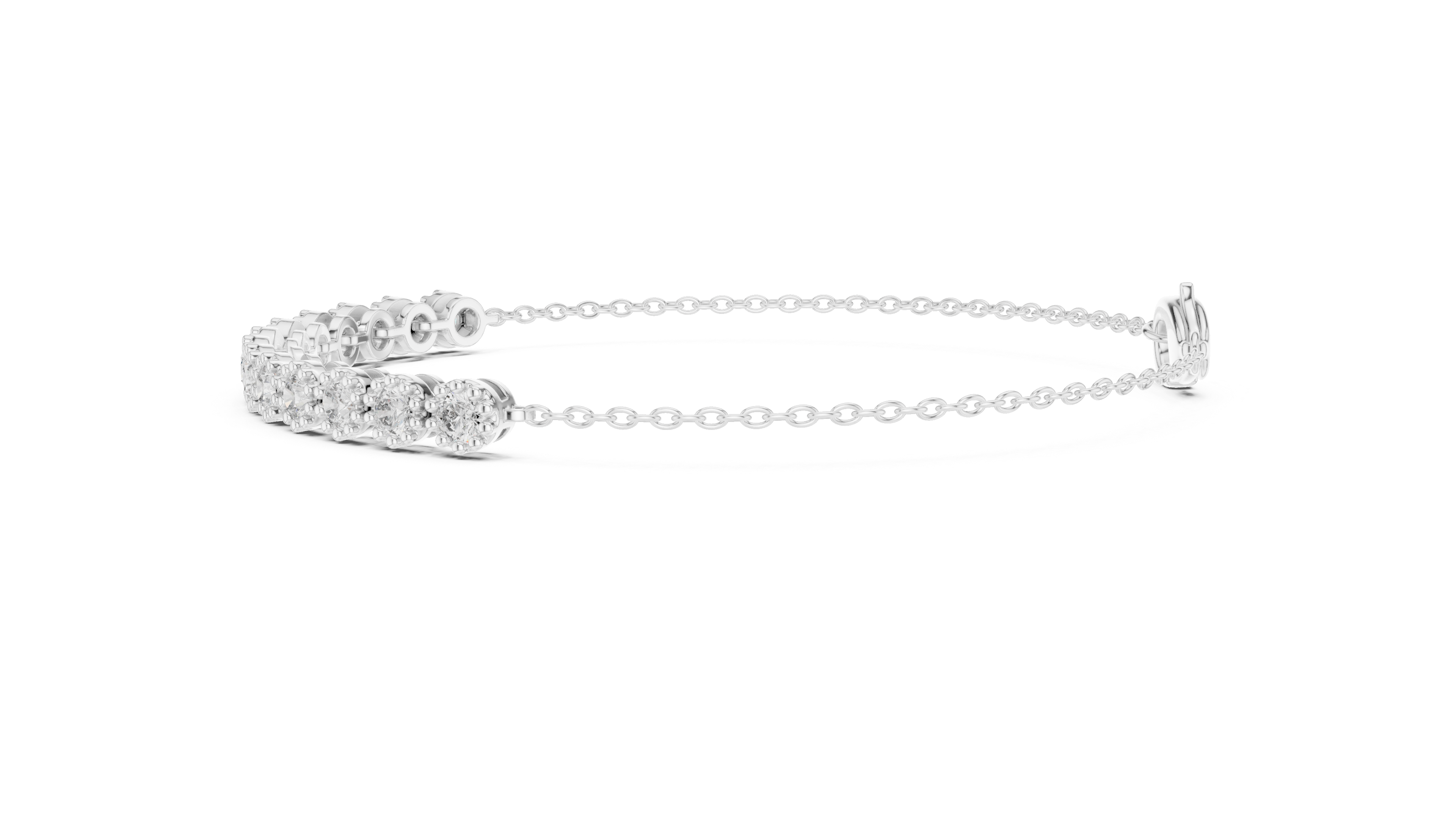 Solitaire Station Diamond Bracelet in White Gold - VYKA Diamonds