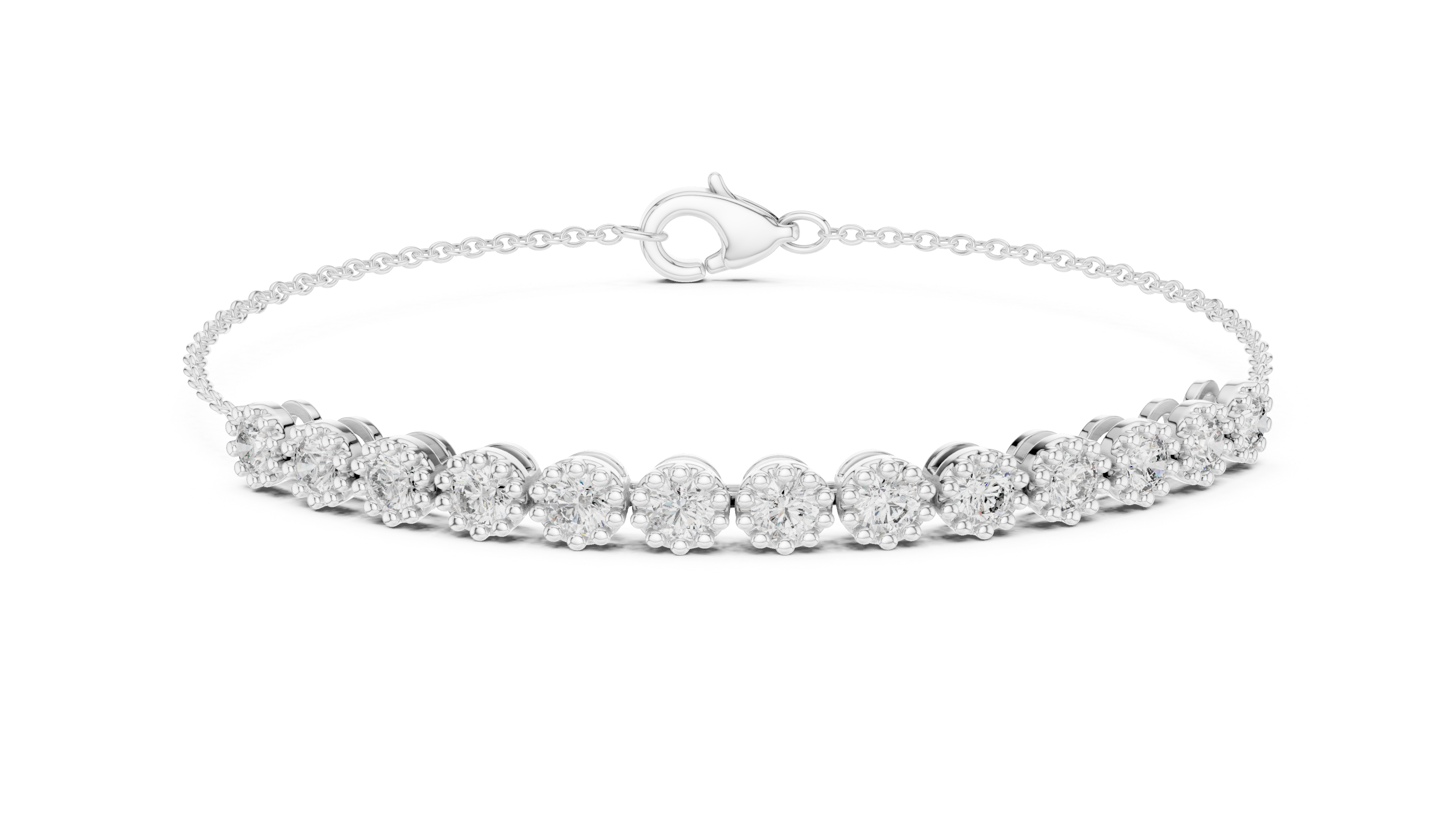 Solitaire Station Diamond Bracelet in White Gold - VYKA Diamonds
