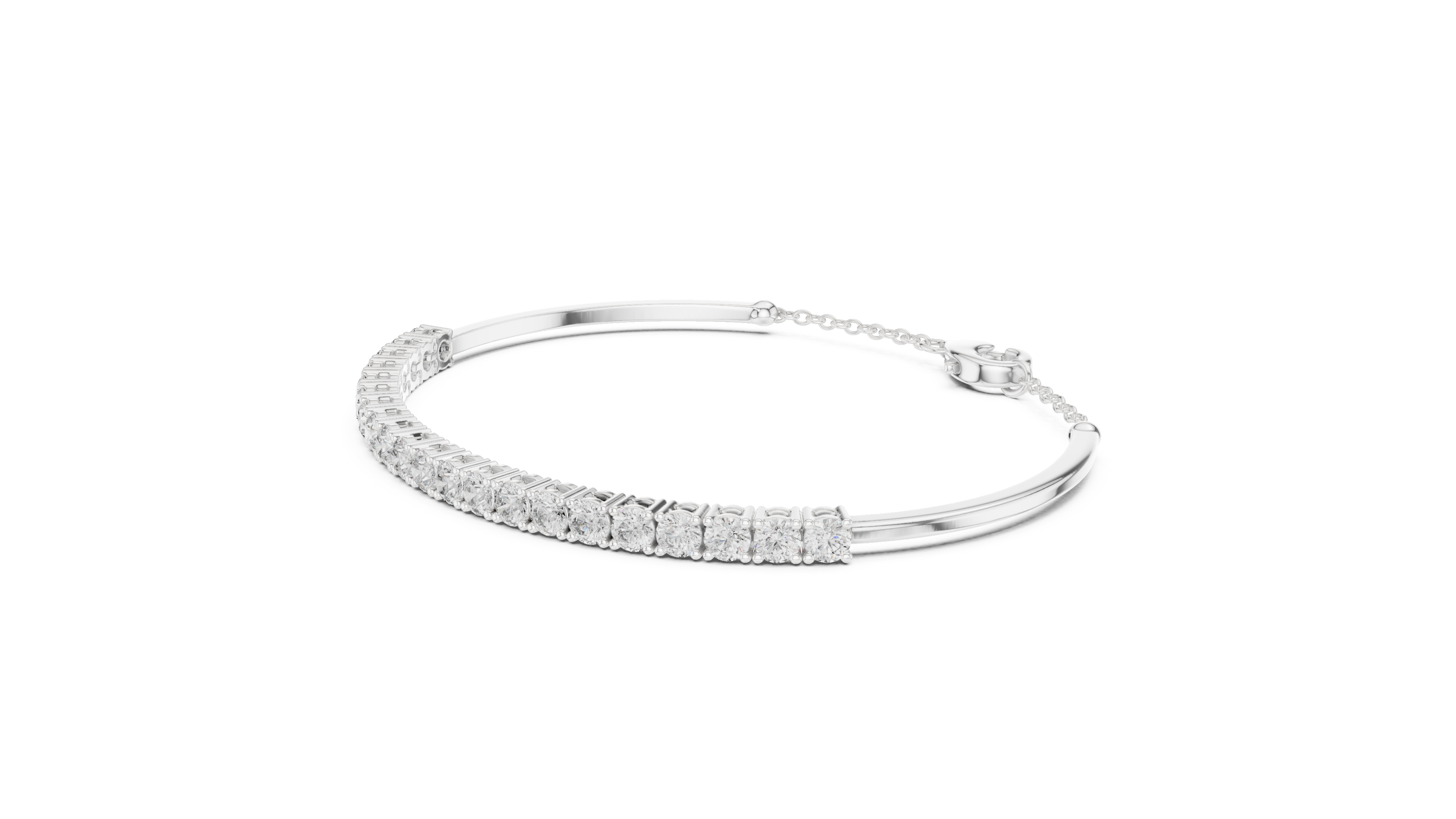 Arc Diamond Station Bracelet in White Gold - VYKA Diamonds