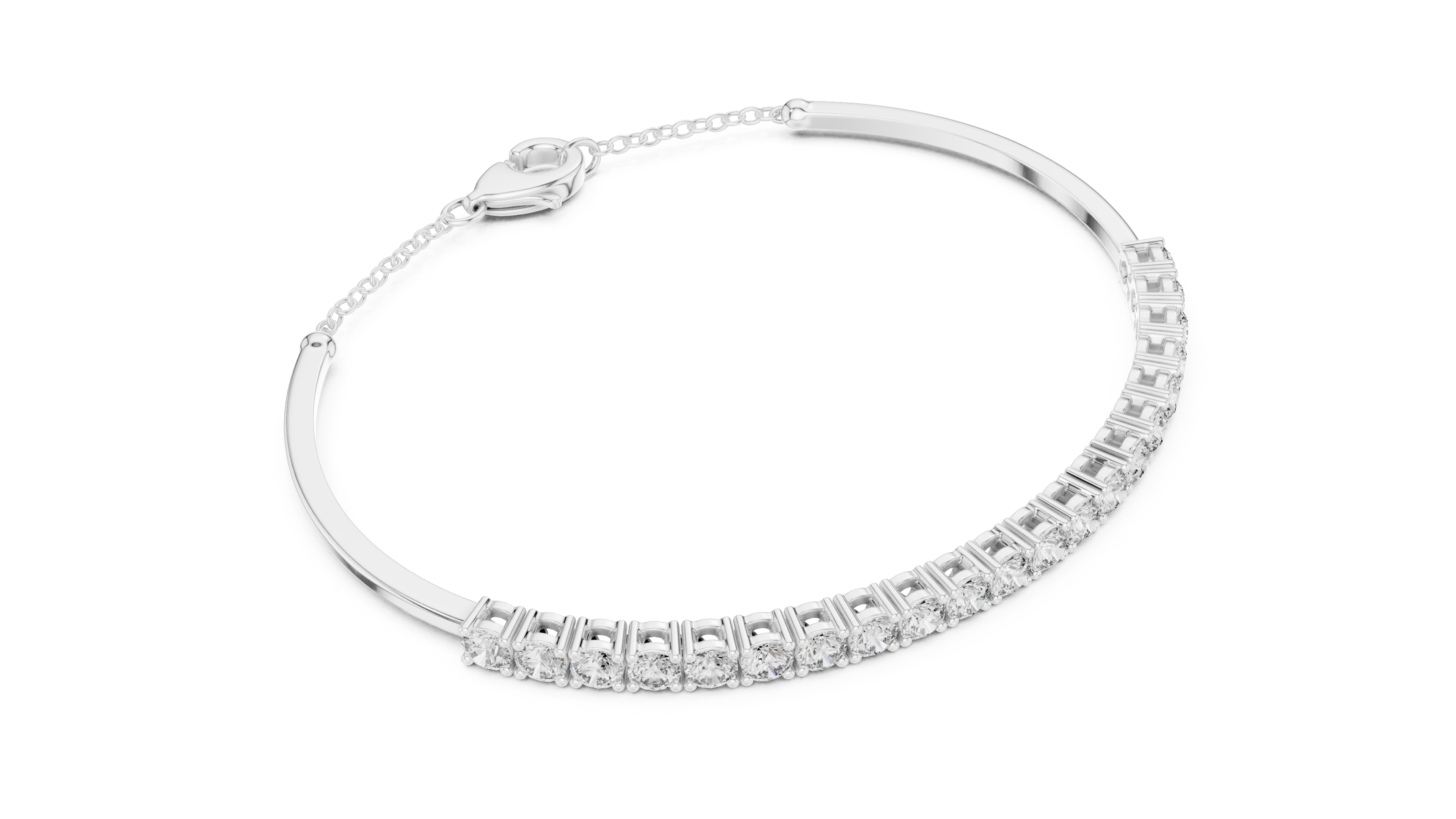 Arc Diamond Station Bracelet in White Gold - VYKA Diamonds