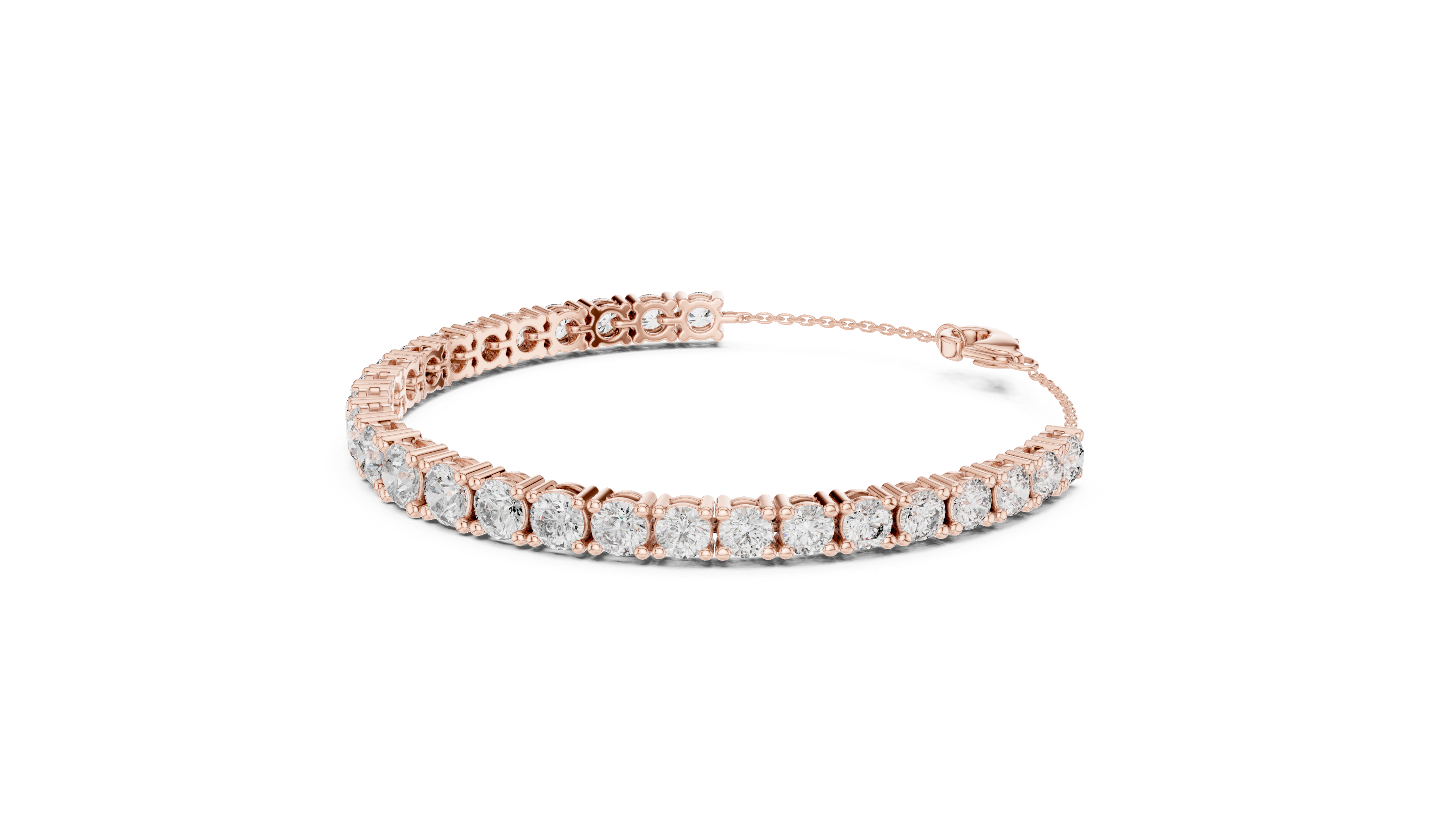 Graduated Collet Tennis Bracelet in Rose Gold - VYKA Diamonds