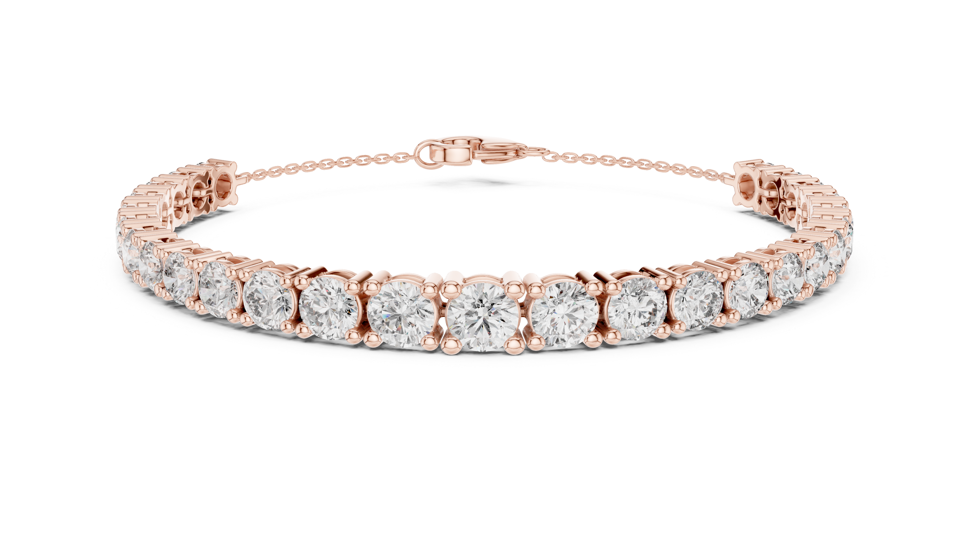 Graduated Collet Tennis Bracelet in Rose Gold - VYKA Diamonds