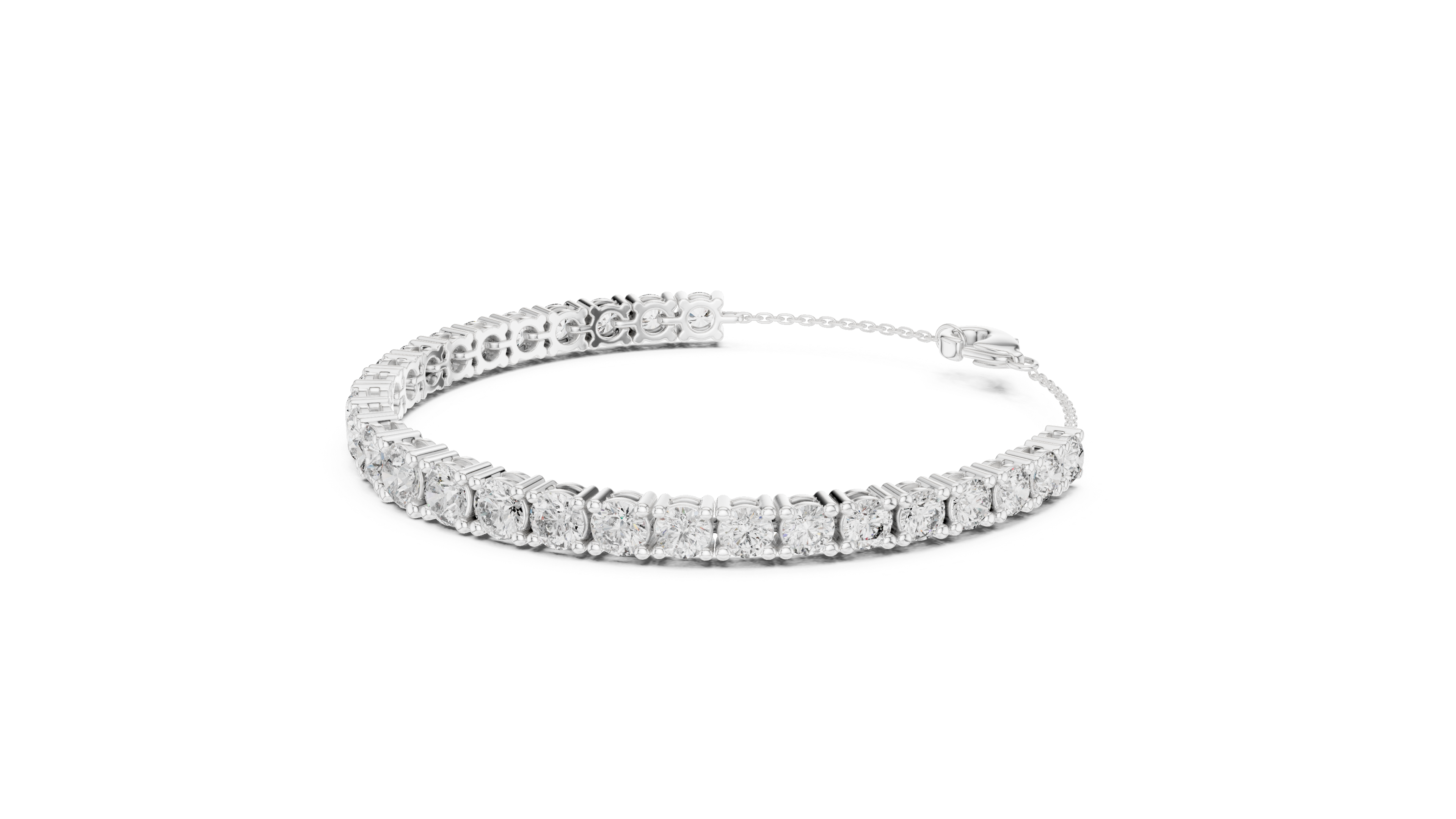 Graduated Collet Tennis Bracelet in White Gold - VYKA Diamonds