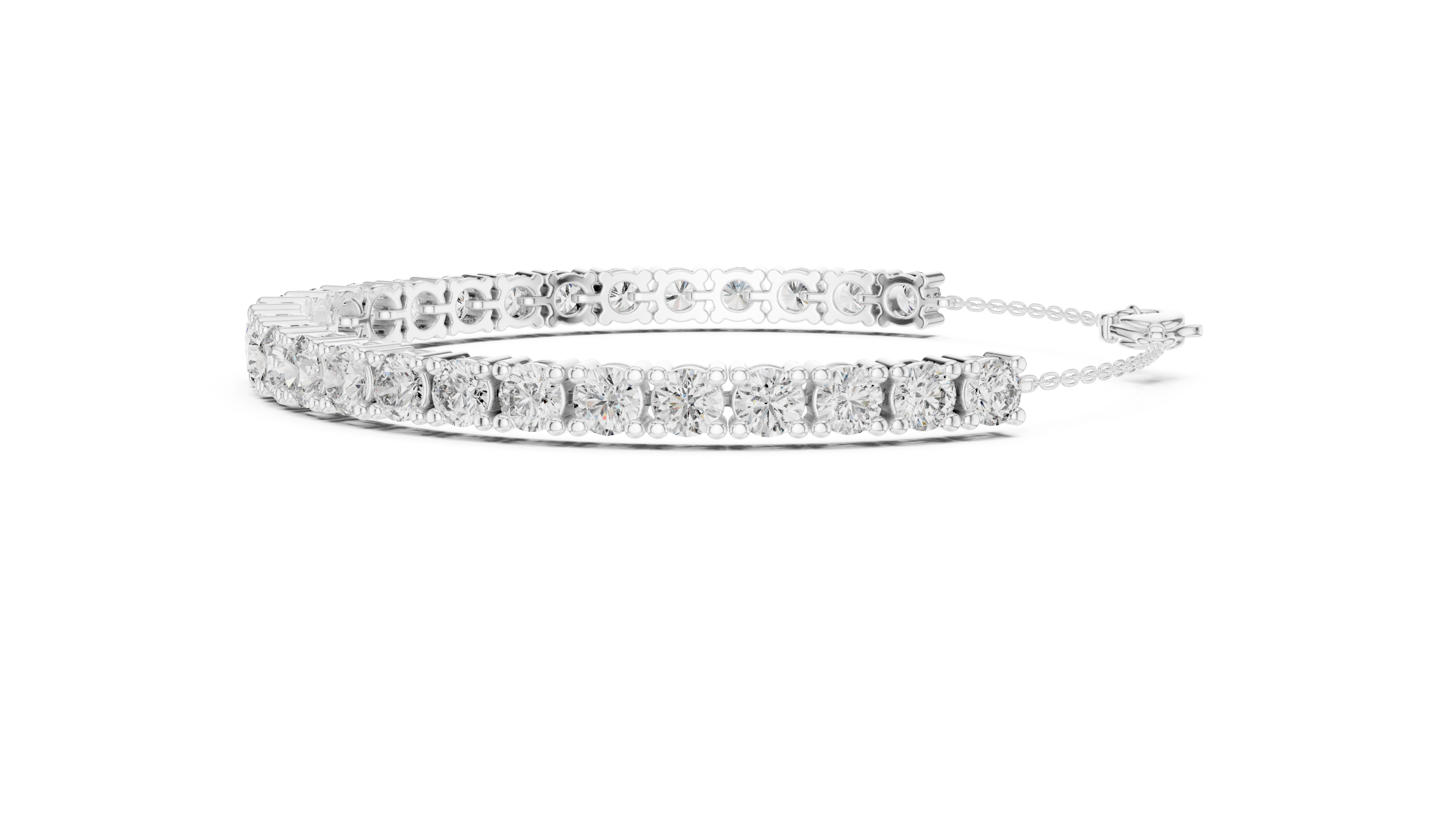 Graduated Collet Tennis Bracelet in White Gold - VYKA Diamonds