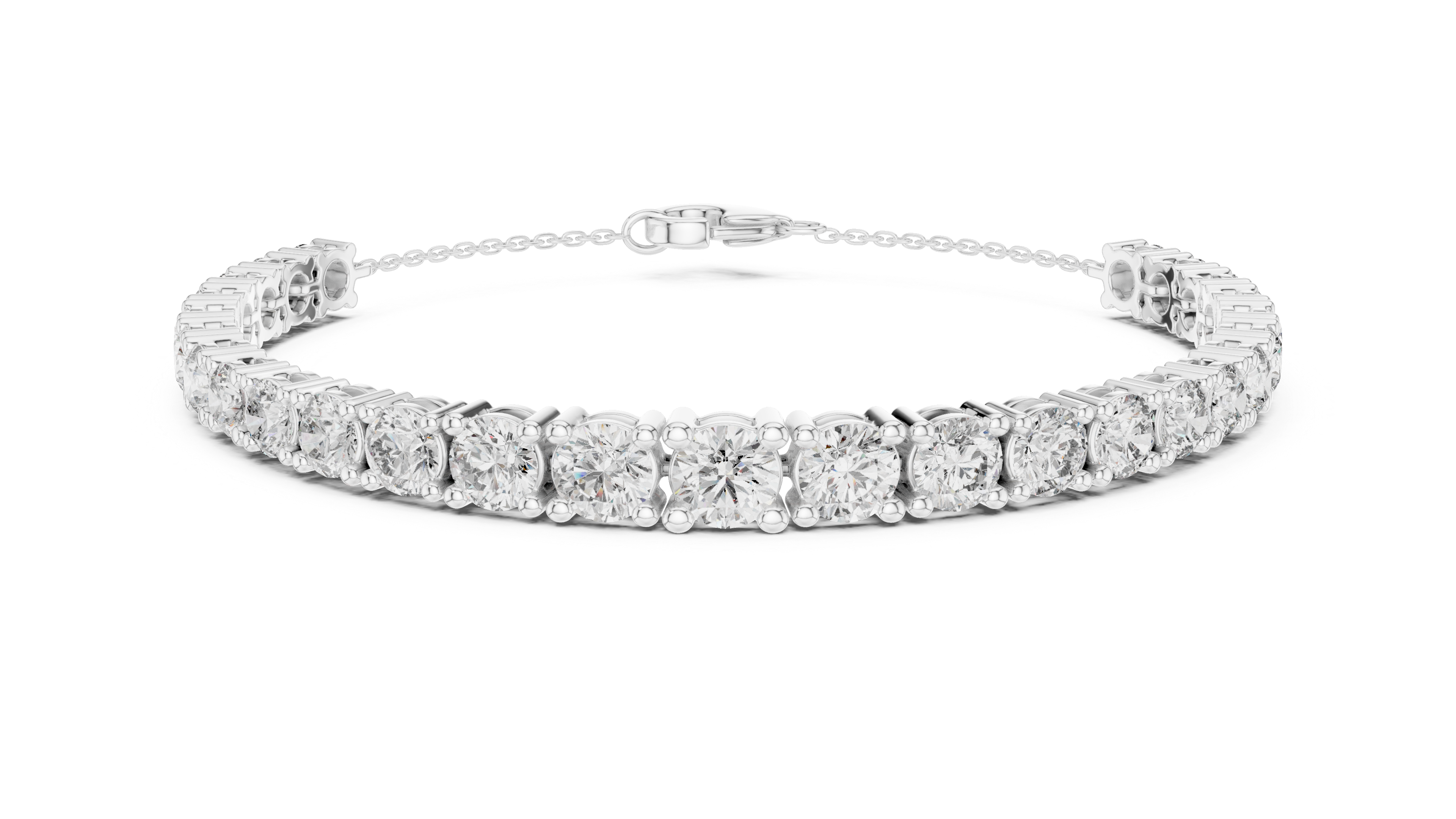 Graduated Collet Tennis Bracelet in White Gold - VYKA Diamonds