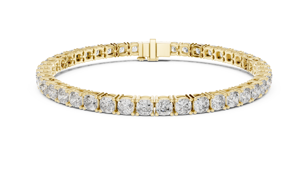 سوار تنس بألماس كوشن in Yellow Gold - VYKA Diamonds