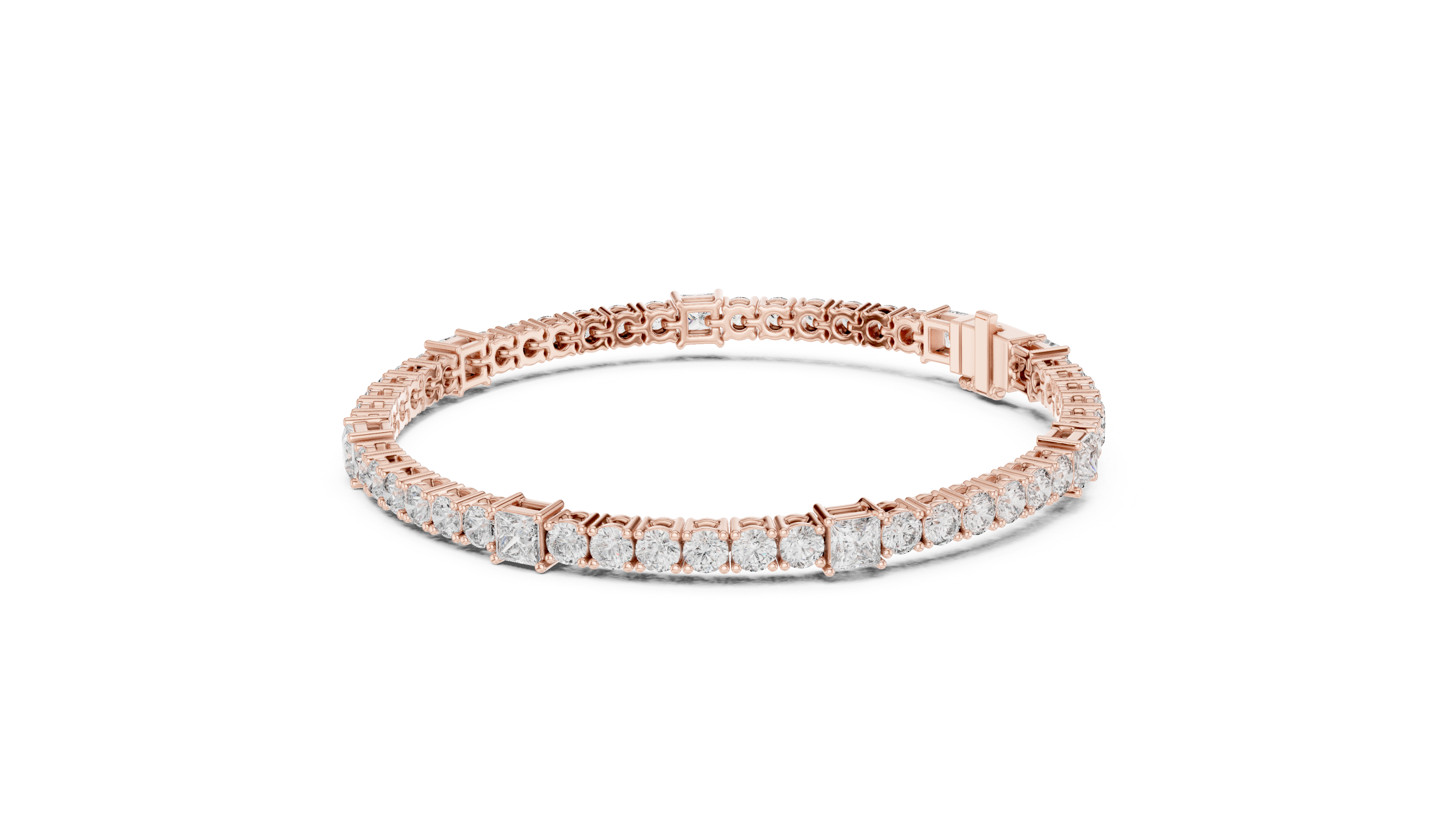 Princess-Cut Collet Bracelet in Rose Gold - VYKA Diamonds