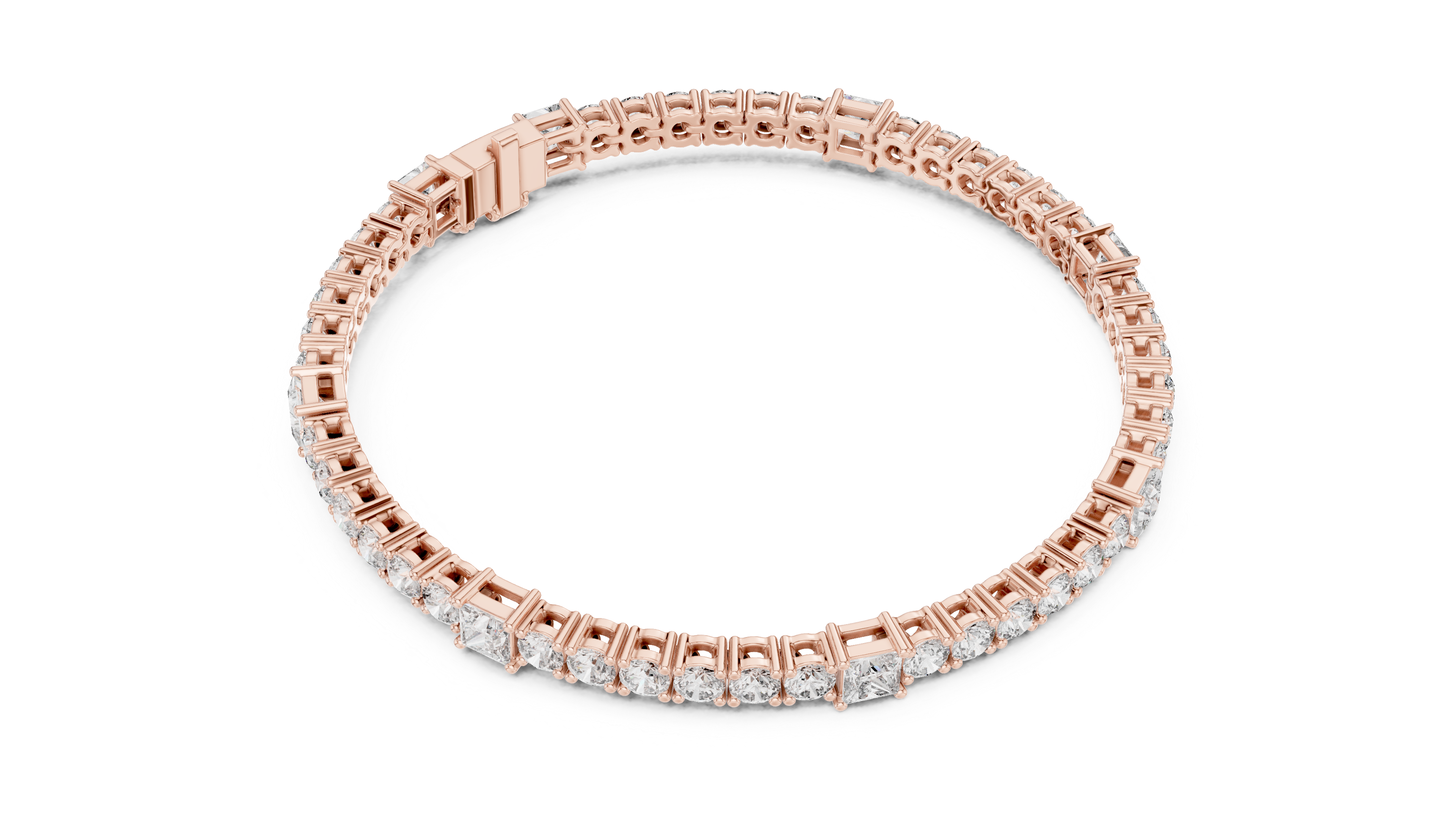 Princess-Cut Collet Bracelet in Rose Gold - VYKA Diamonds