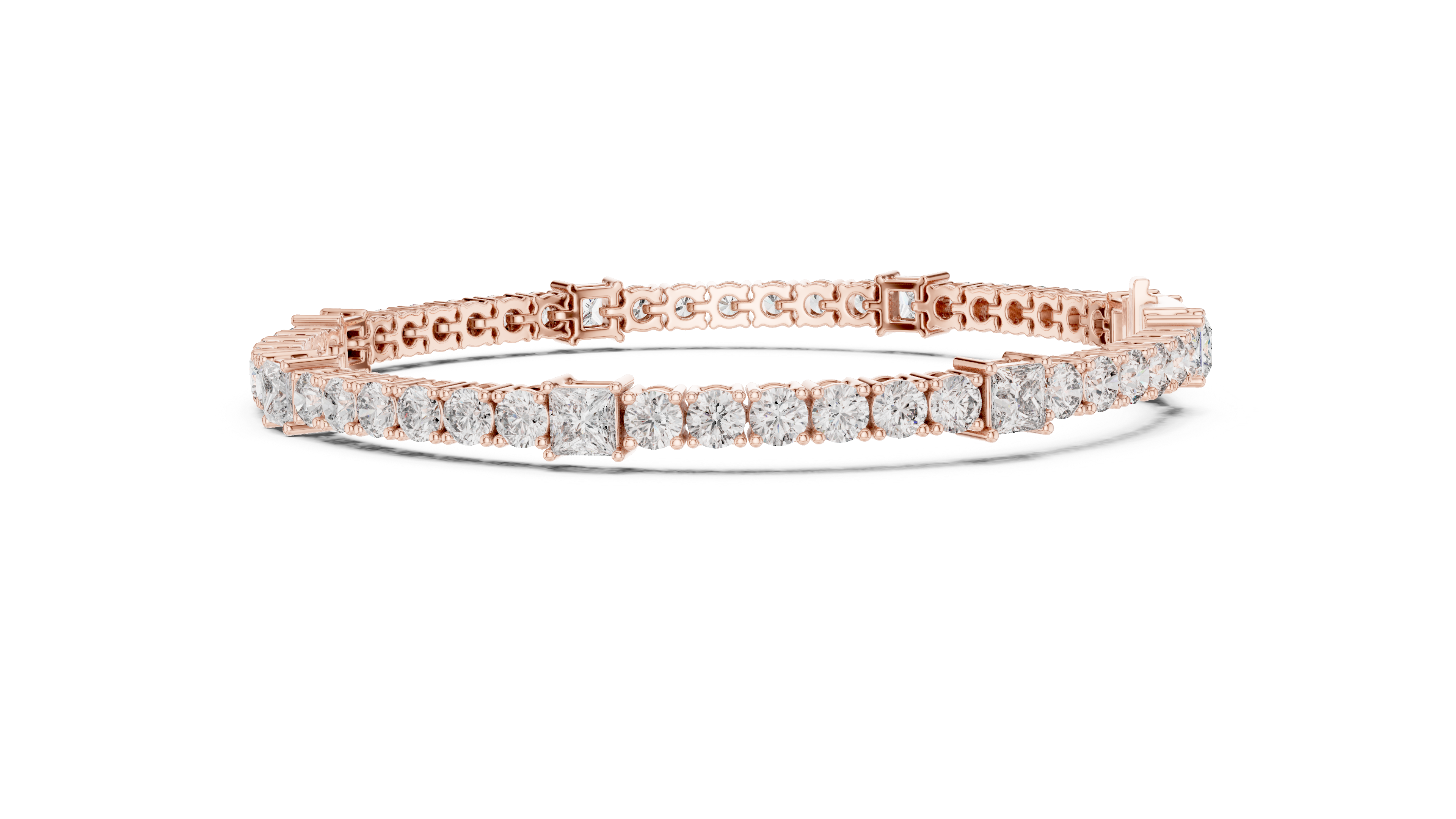 Princess-Cut Collet Bracelet in Rose Gold - VYKA Diamonds