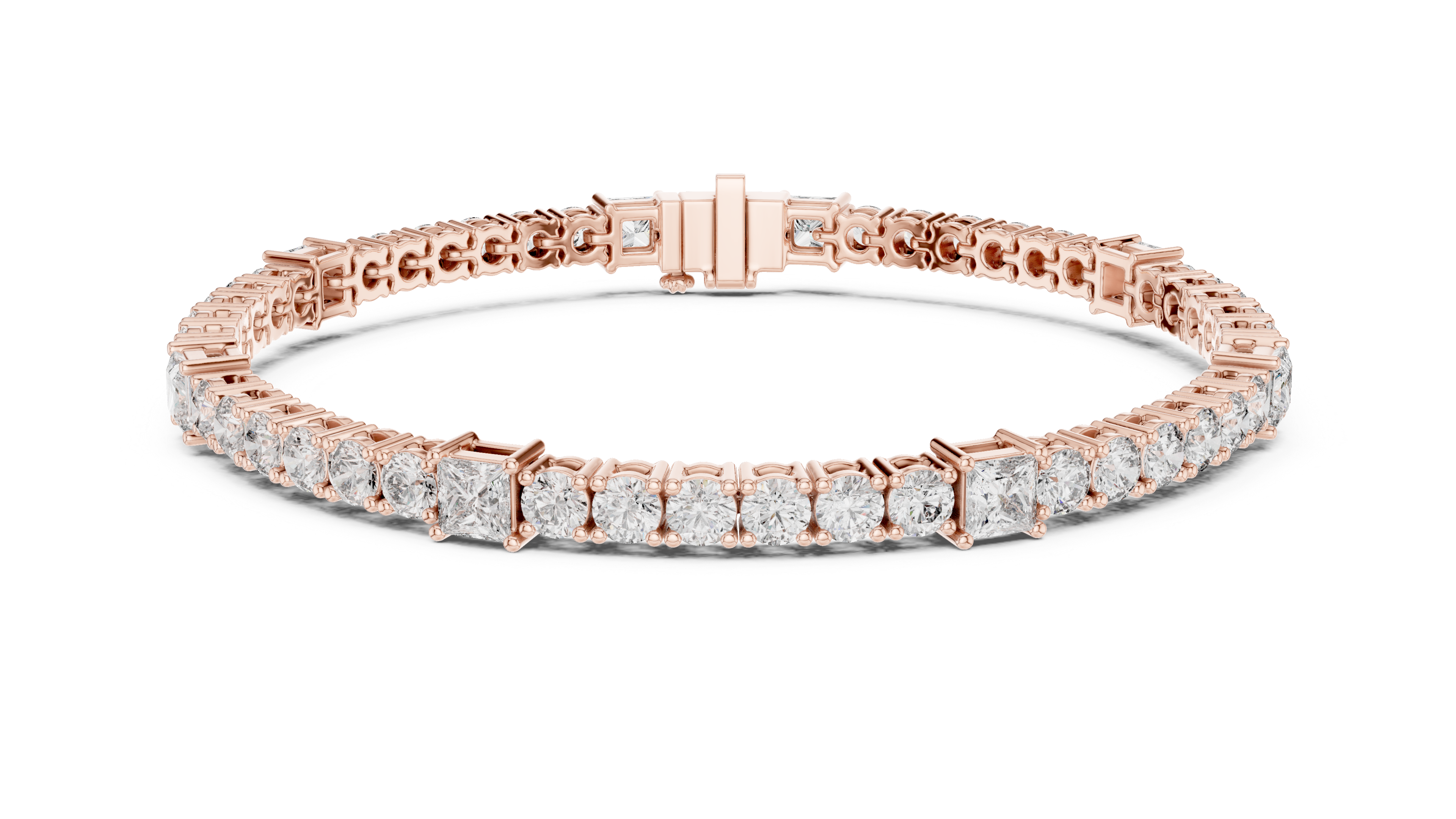 Princess-Cut Collet Bracelet in Rose Gold - VYKA Diamonds