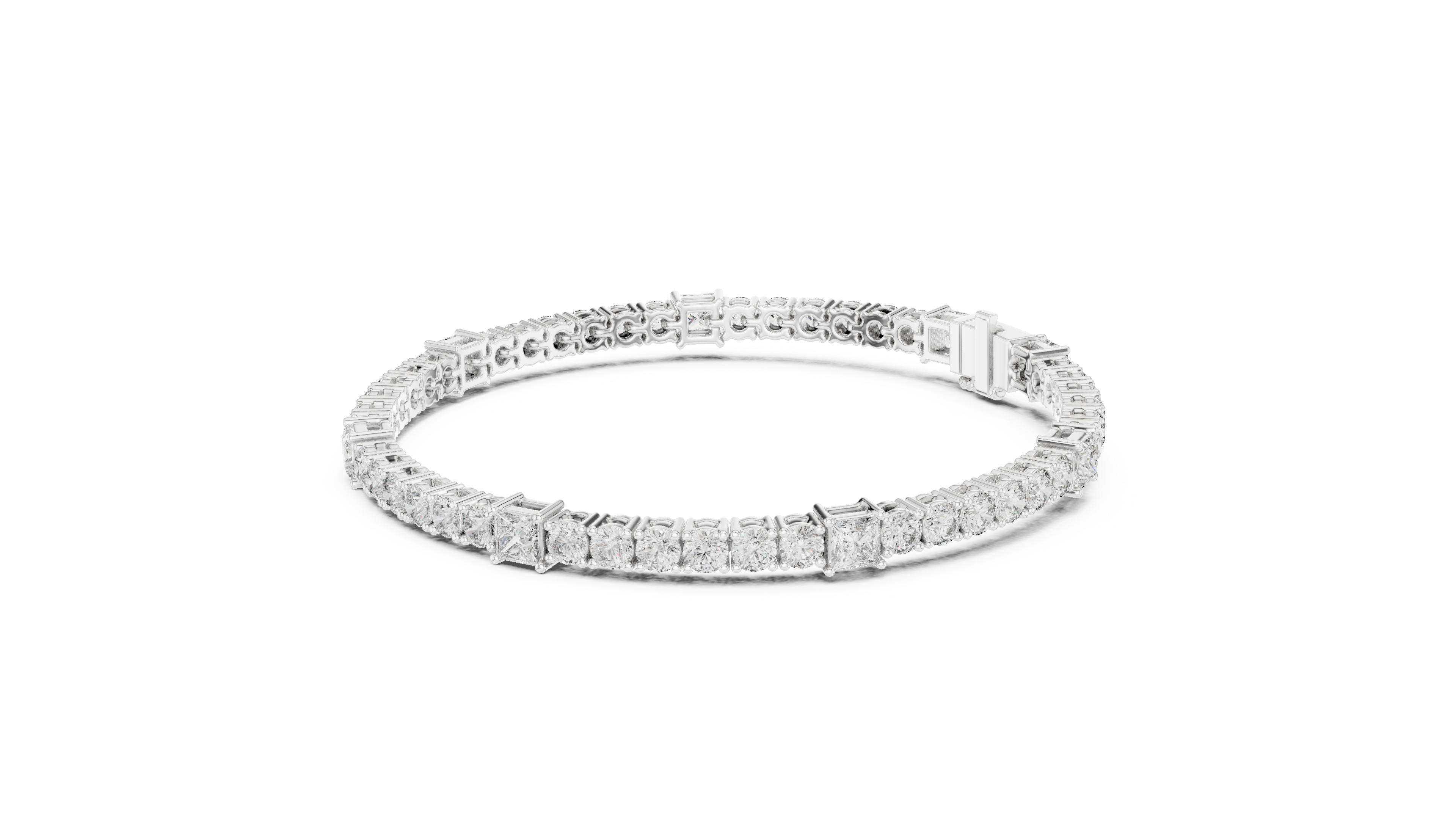 Princess-Cut Collet Bracelet in White Gold - VYKA Diamonds