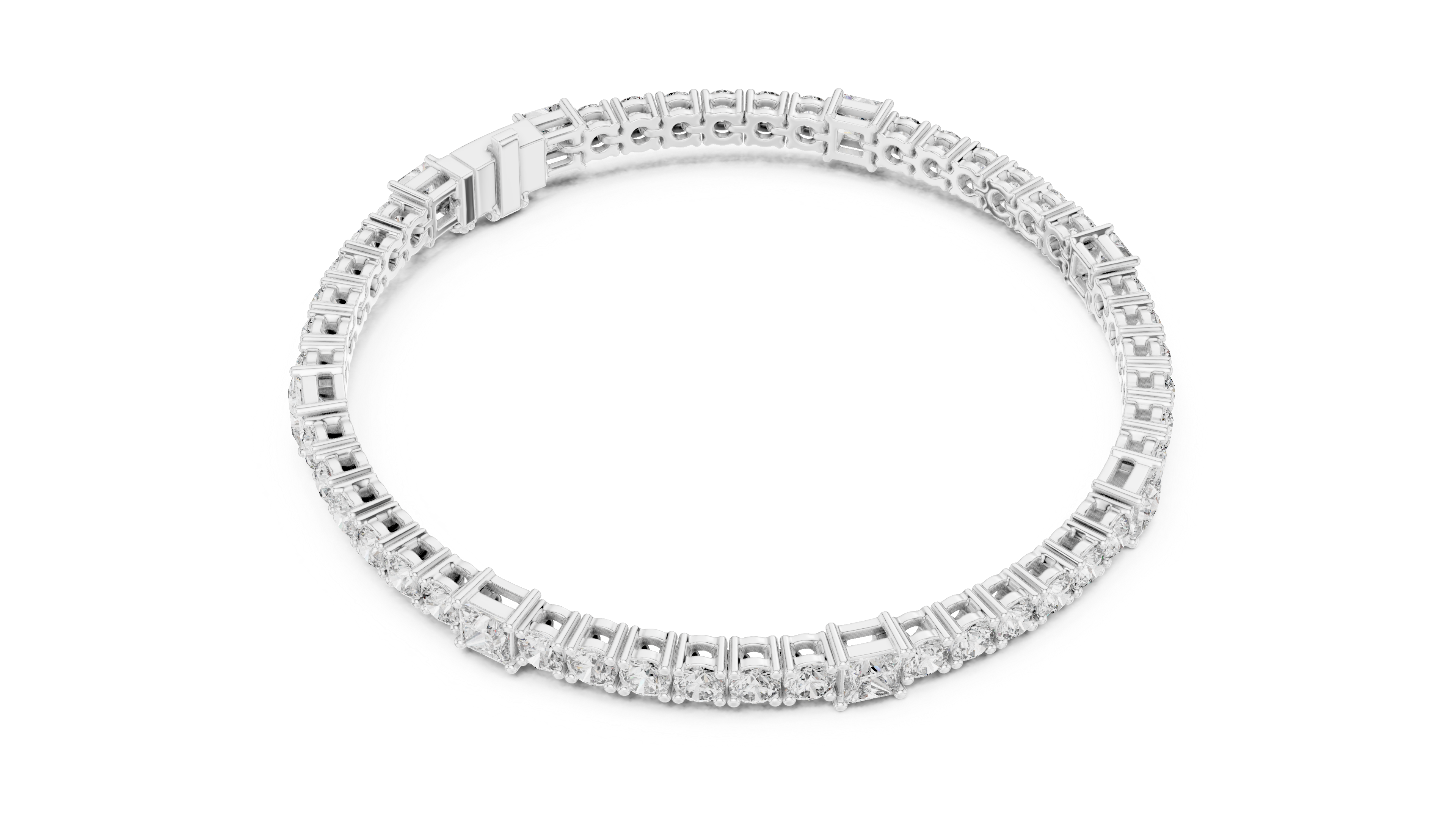 Princess-Cut Collet Bracelet in White Gold - VYKA Diamonds