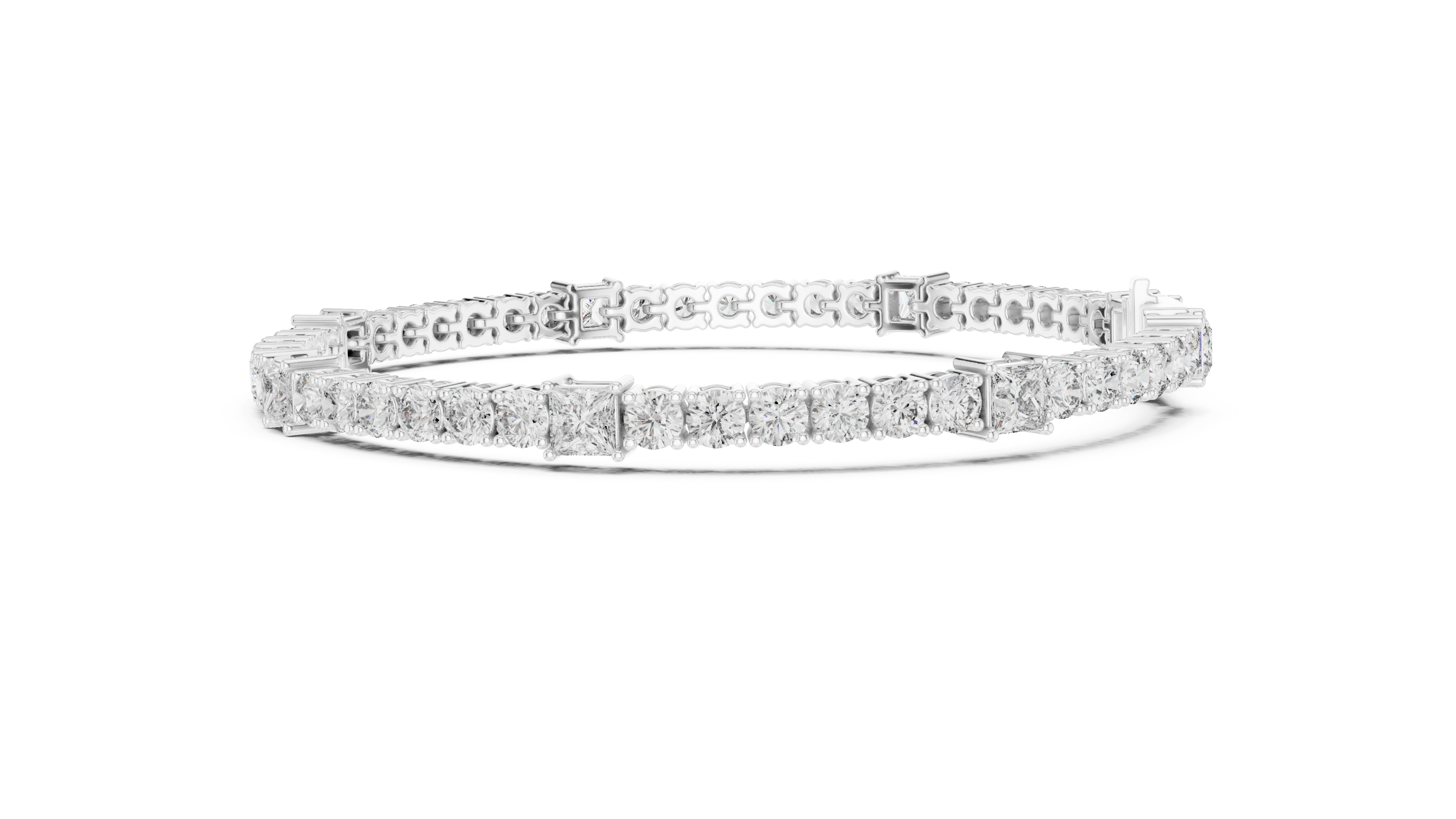 Princess-Cut Collet Bracelet in White Gold - VYKA Diamonds