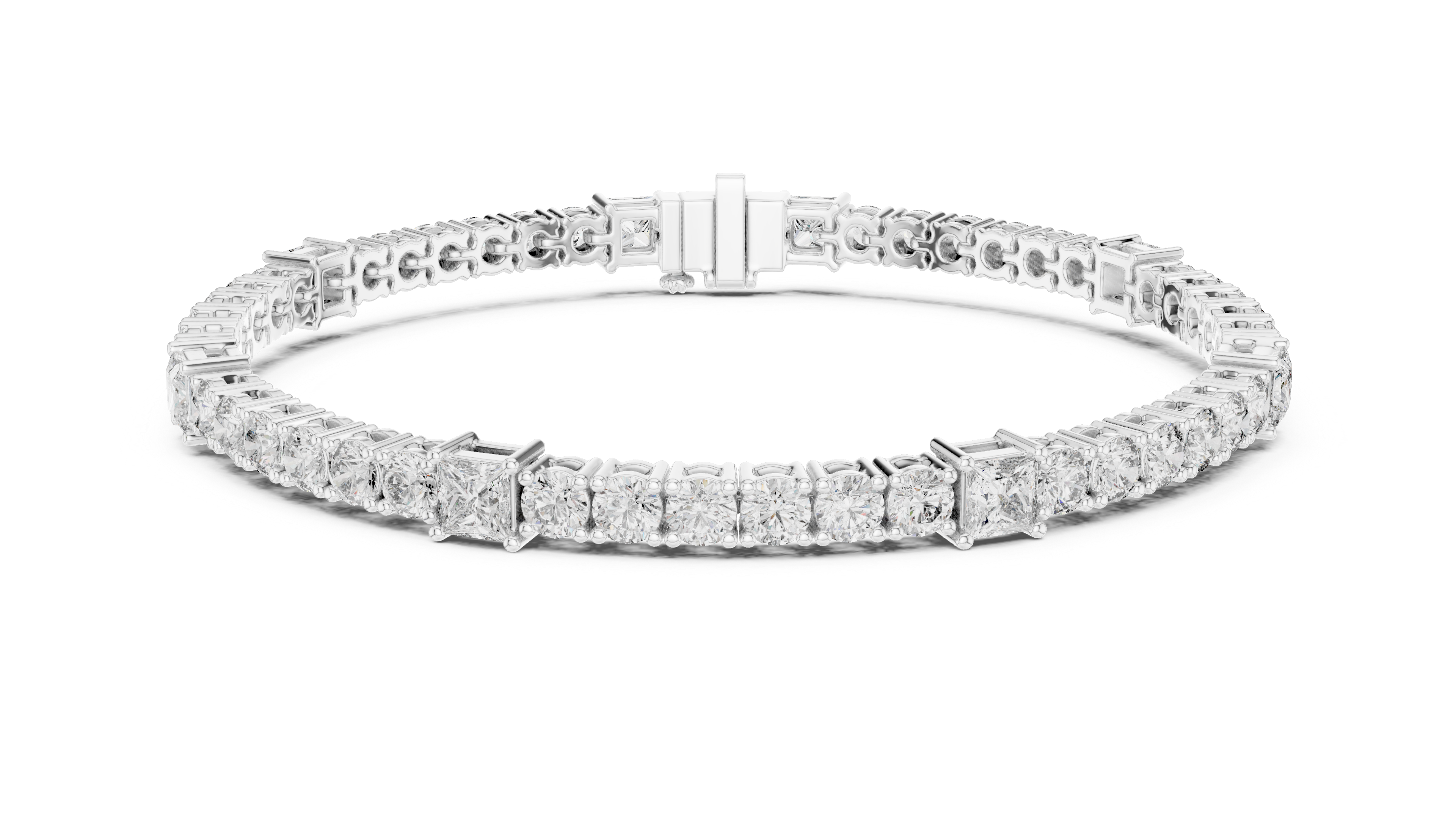 Princess-Cut Collet Bracelet in White Gold - VYKA Diamonds