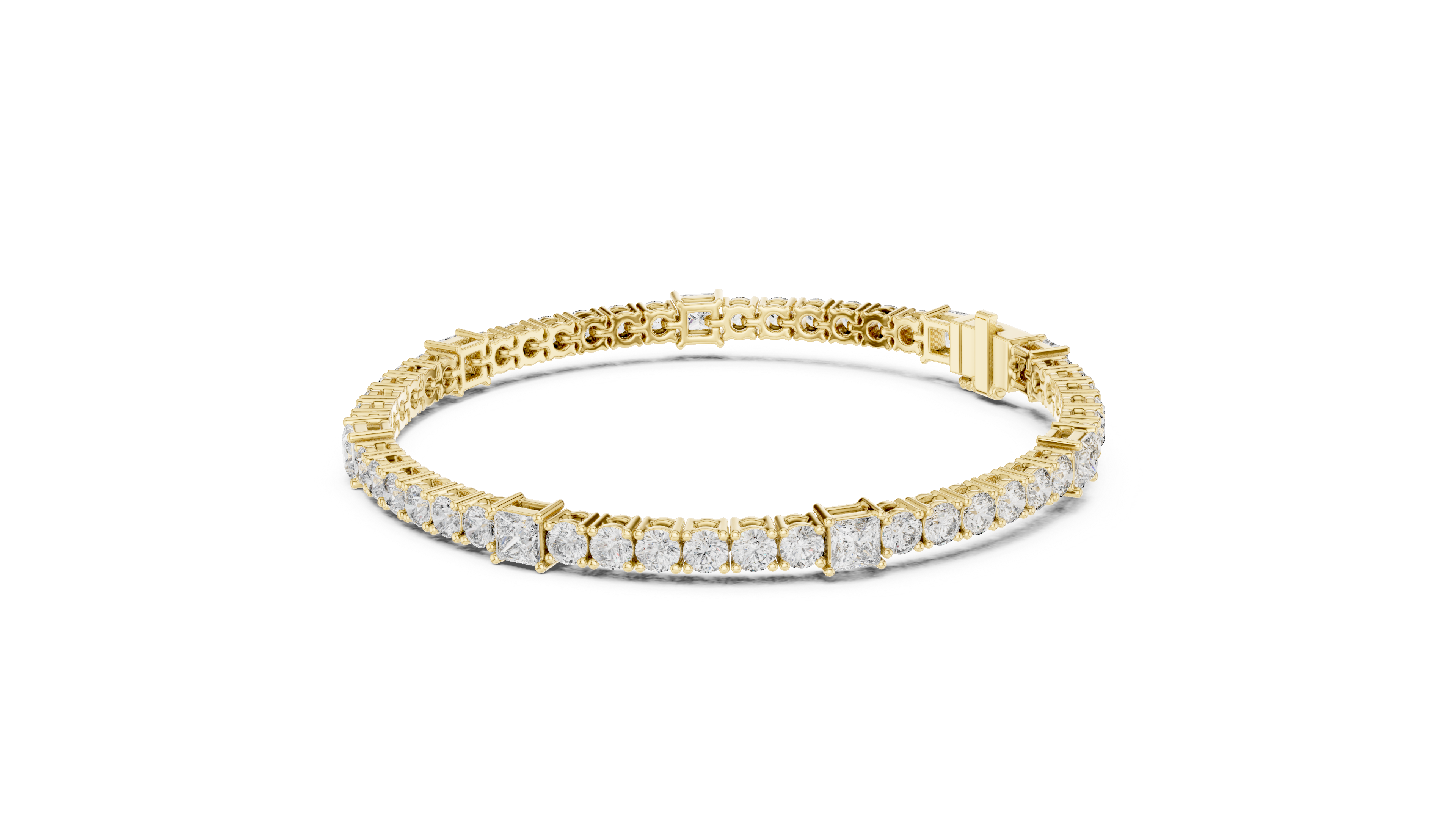 Princess-Cut Collet Bracelet in Yellow Gold - VYKA Diamonds