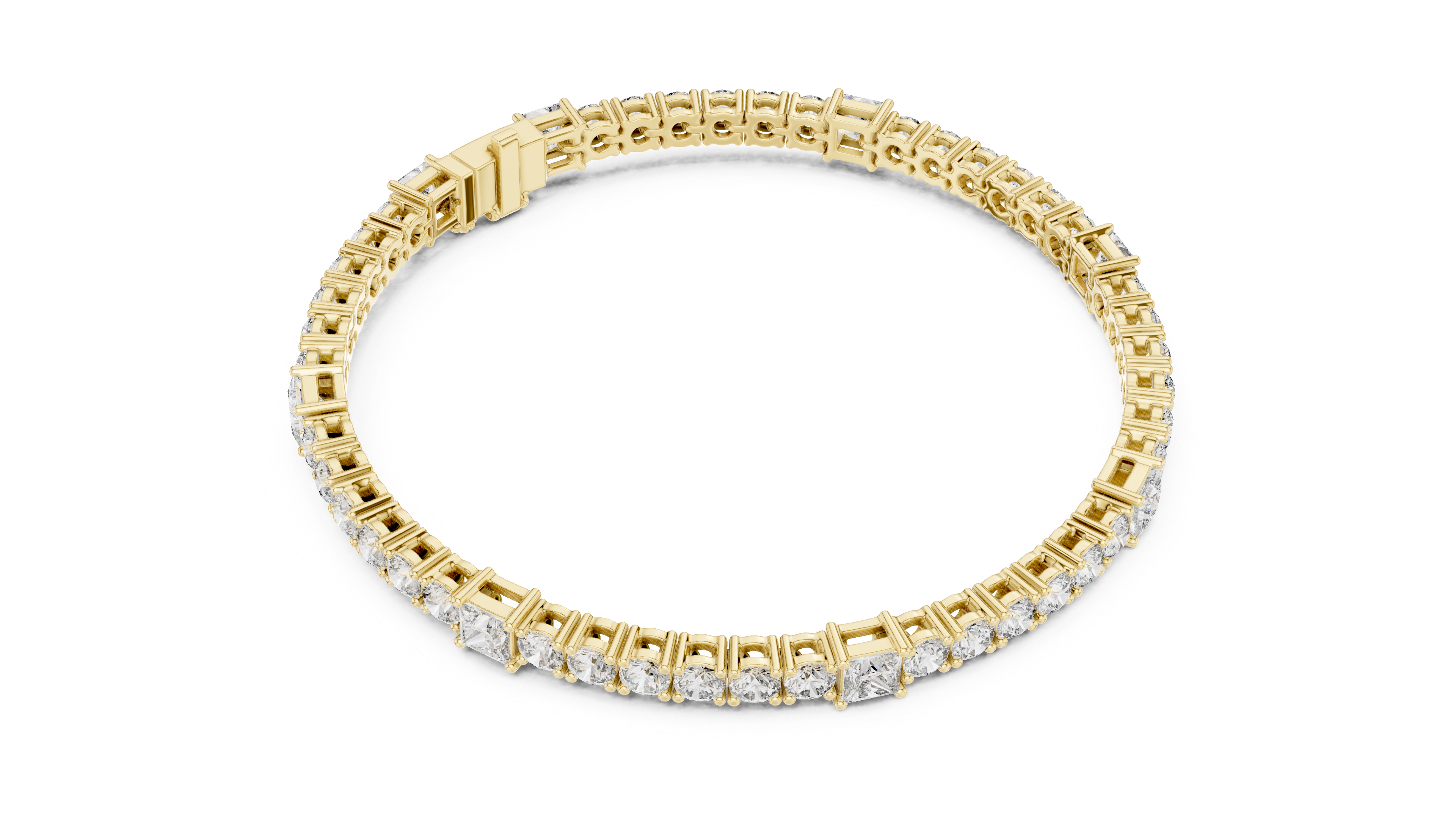 Princess-Cut Collet Bracelet in Yellow Gold - VYKA Diamonds