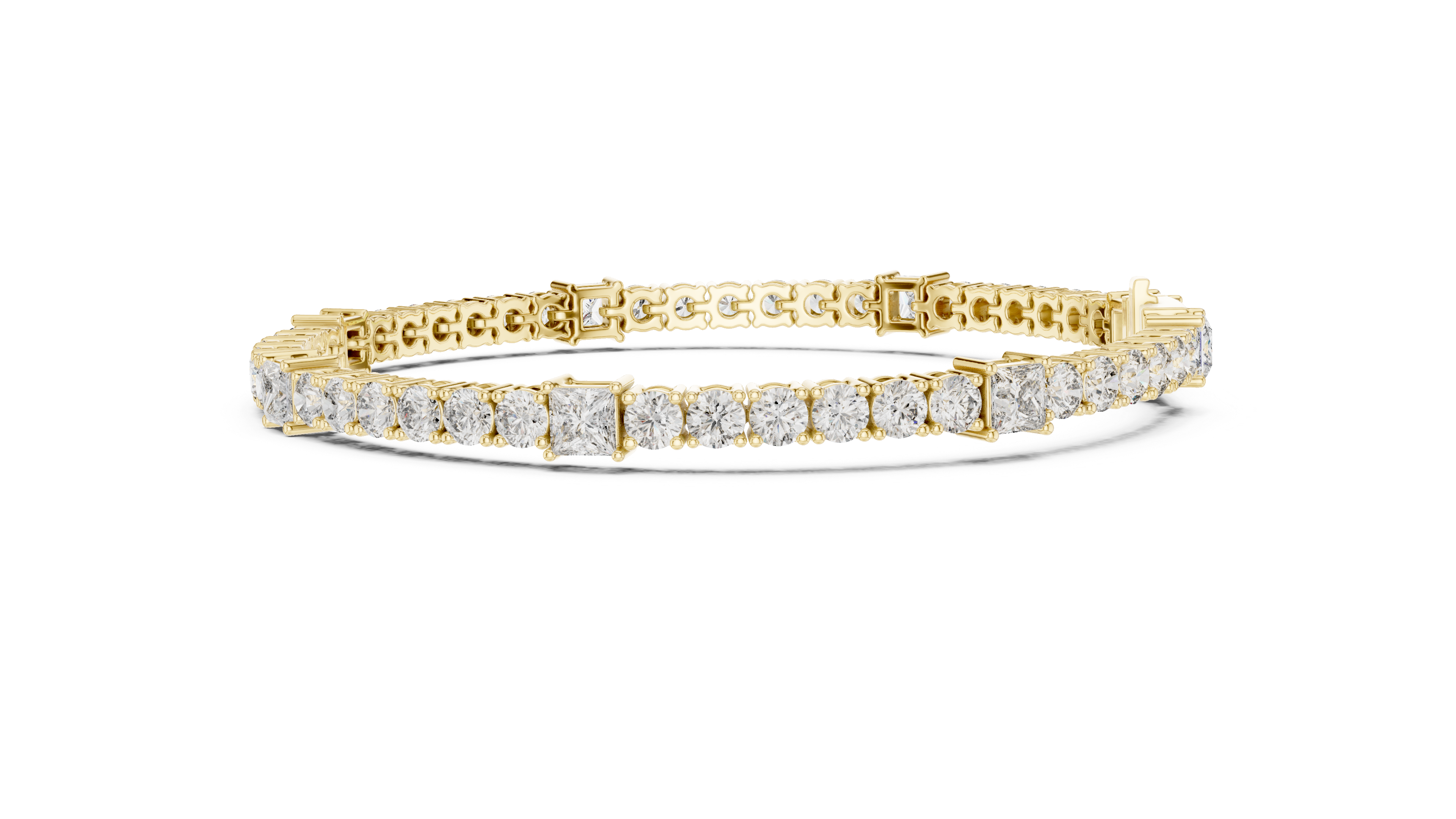 Princess-Cut Collet Bracelet in Yellow Gold - VYKA Diamonds