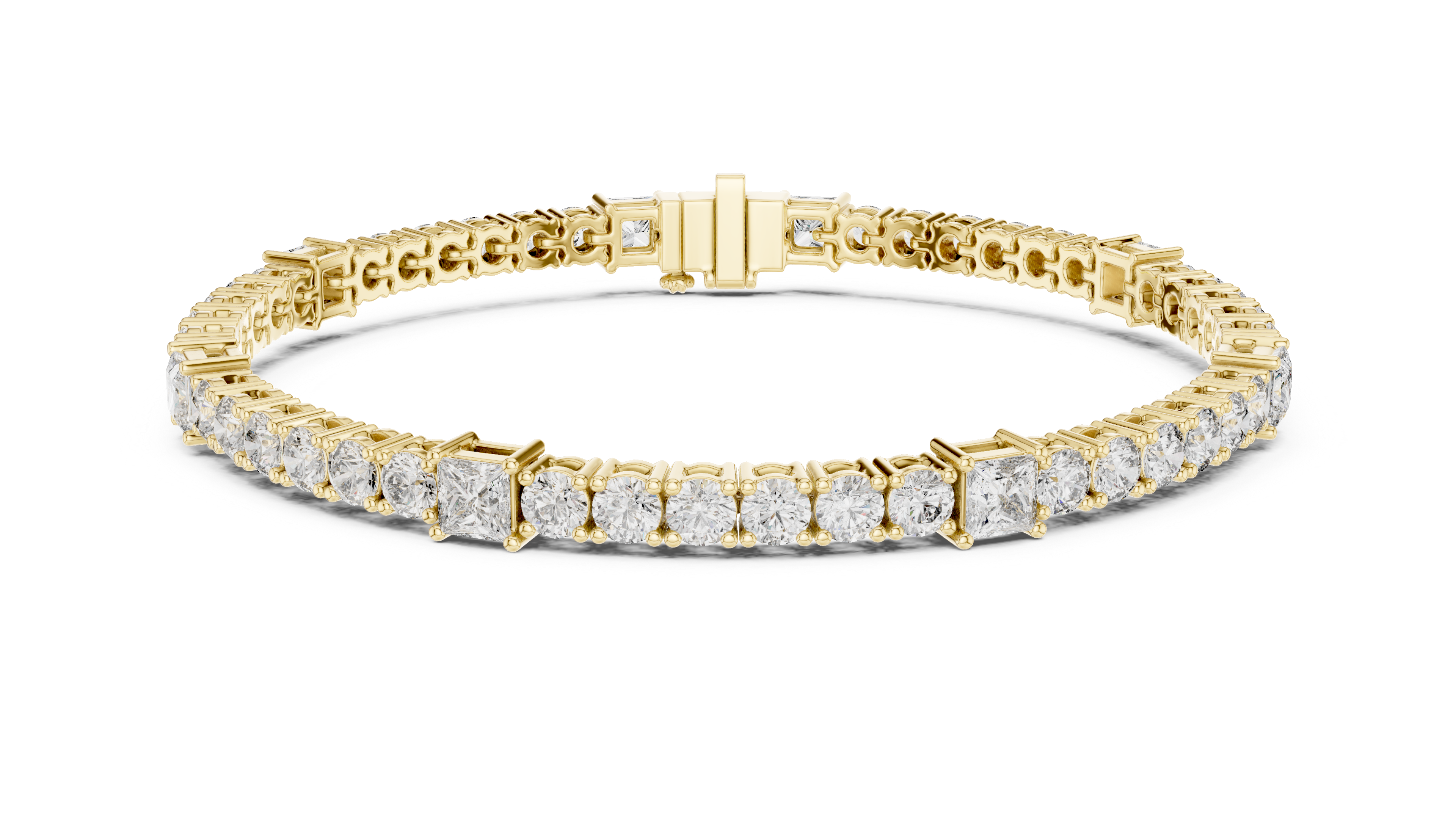 Princess-Cut Collet Bracelet in Yellow Gold - VYKA Diamonds