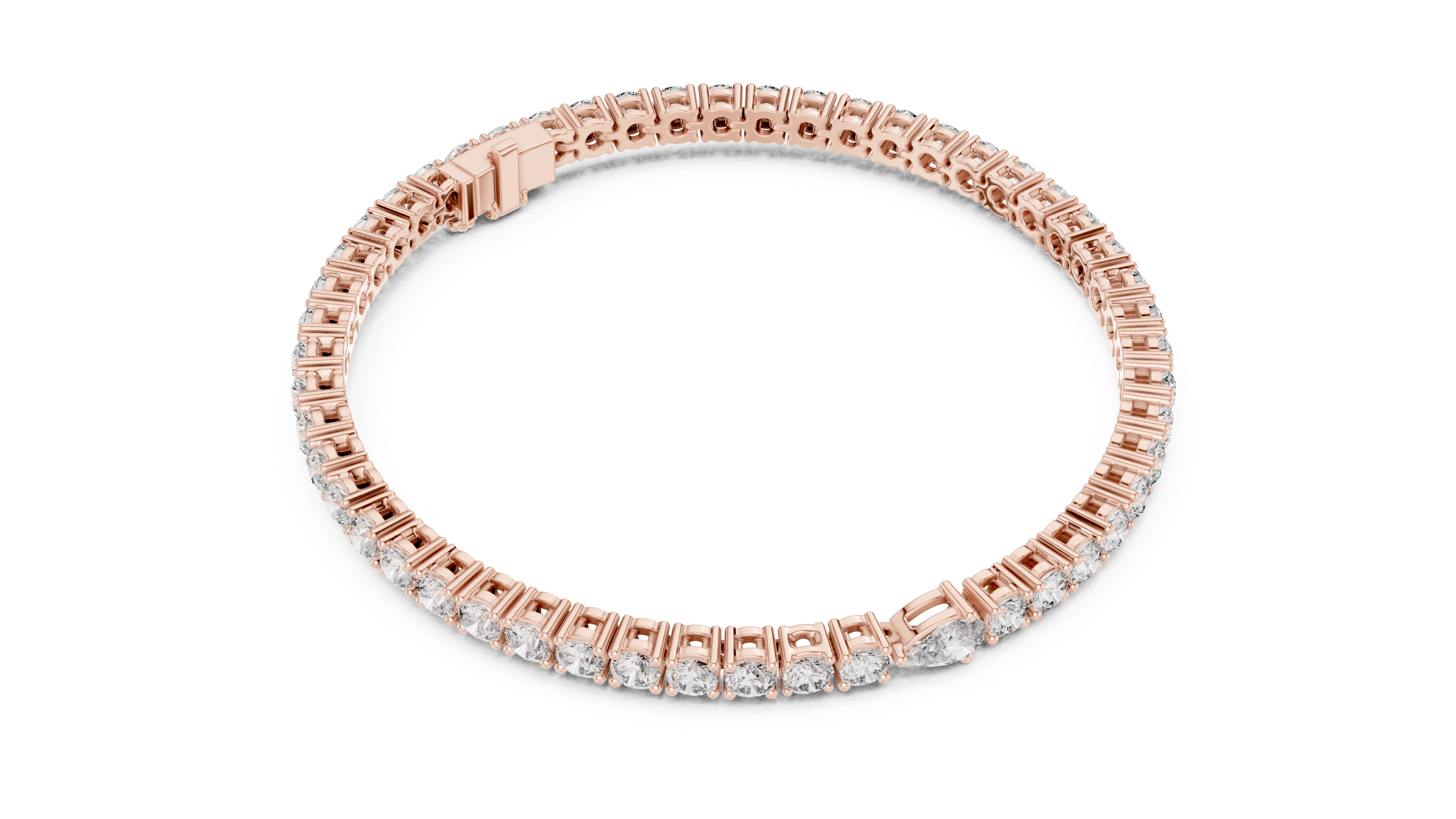 Pear Collet Tennis Bracelet in Rose Gold - VYKA Diamonds