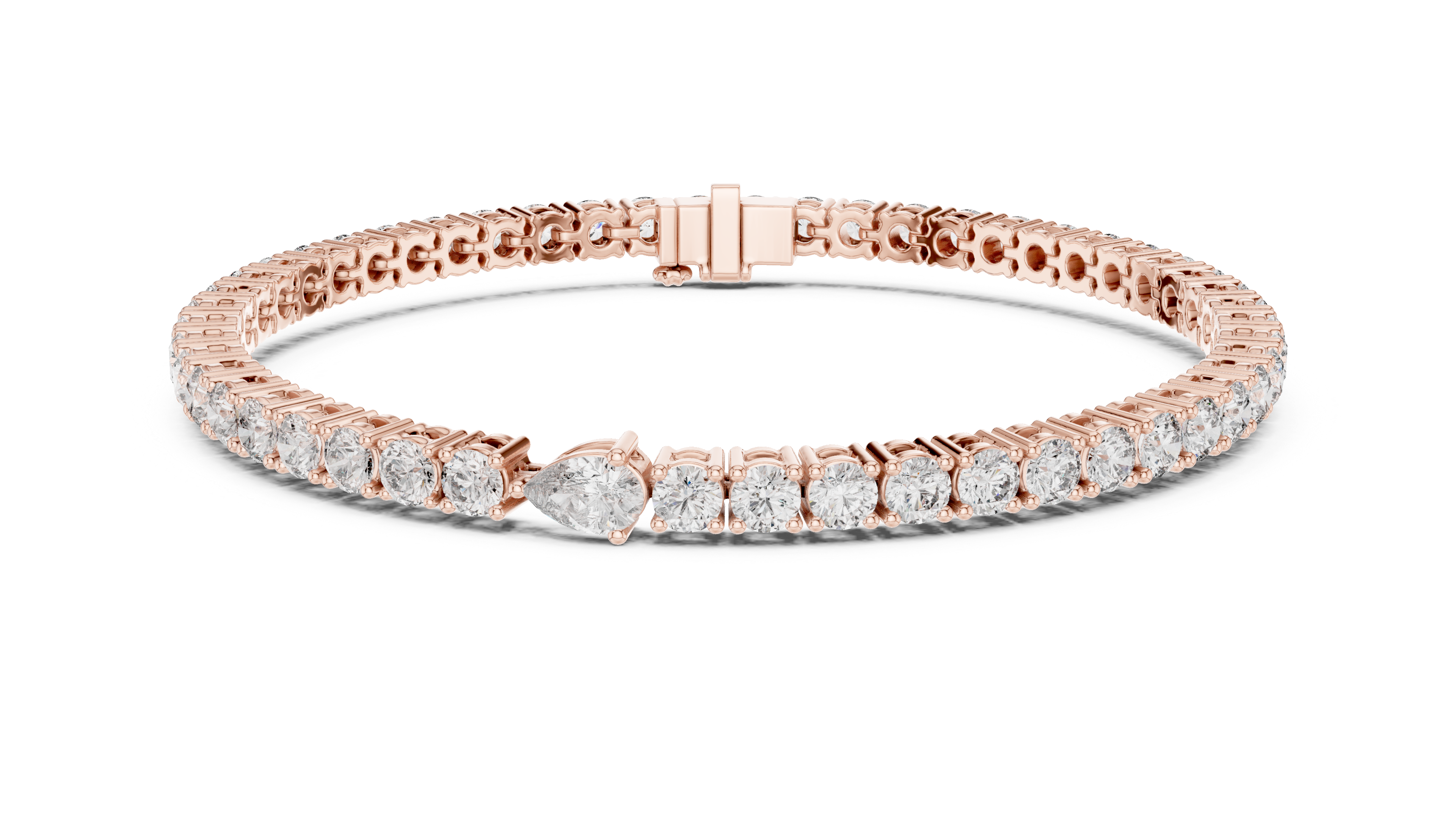 Pear Collet Tennis Bracelet in Rose Gold - VYKA Diamonds