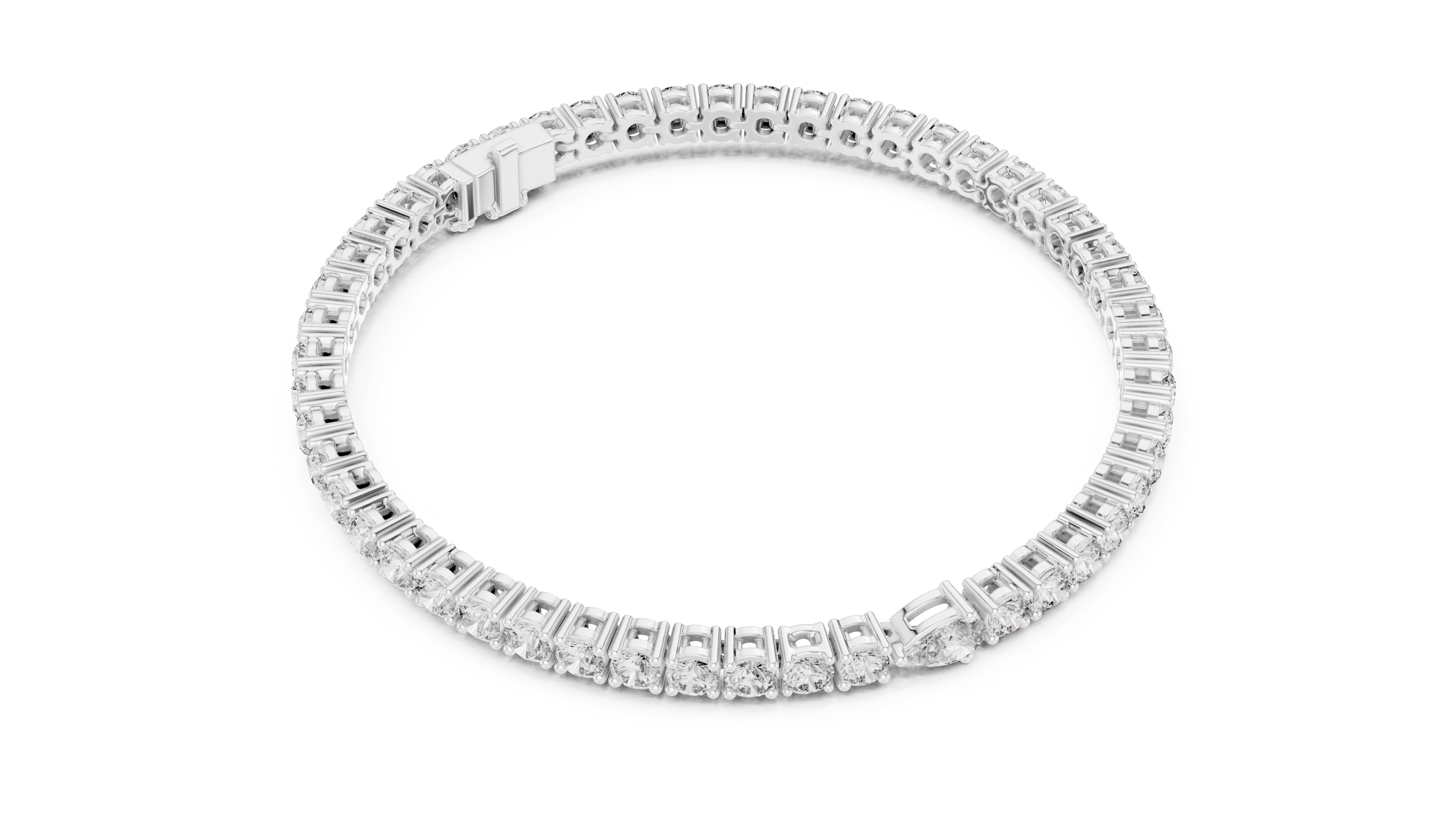 Pear Collet Tennis Bracelet in White Gold - VYKA Diamonds