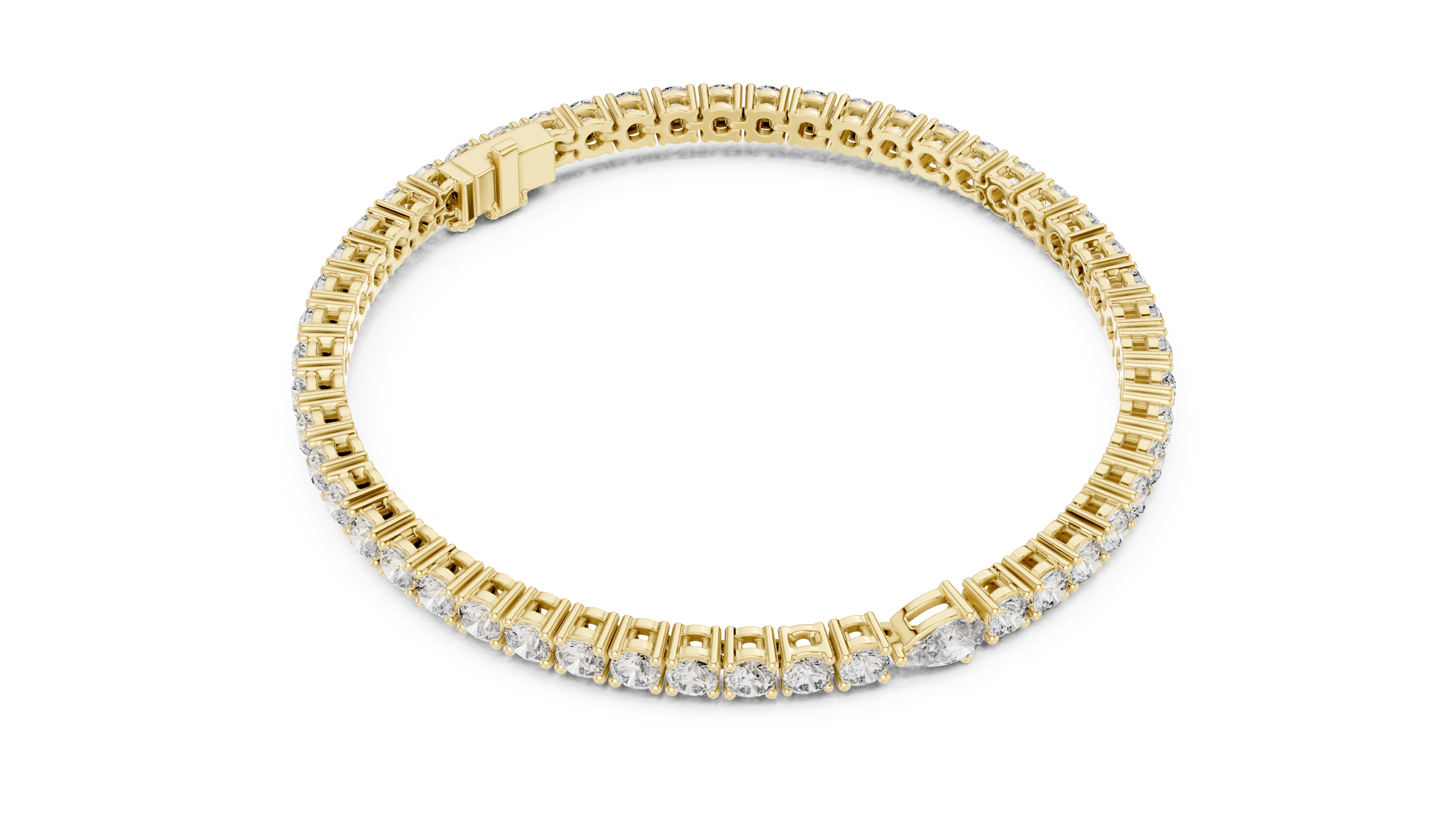 Pear Collet Tennis Bracelet in Yellow Gold - VYKA Diamonds