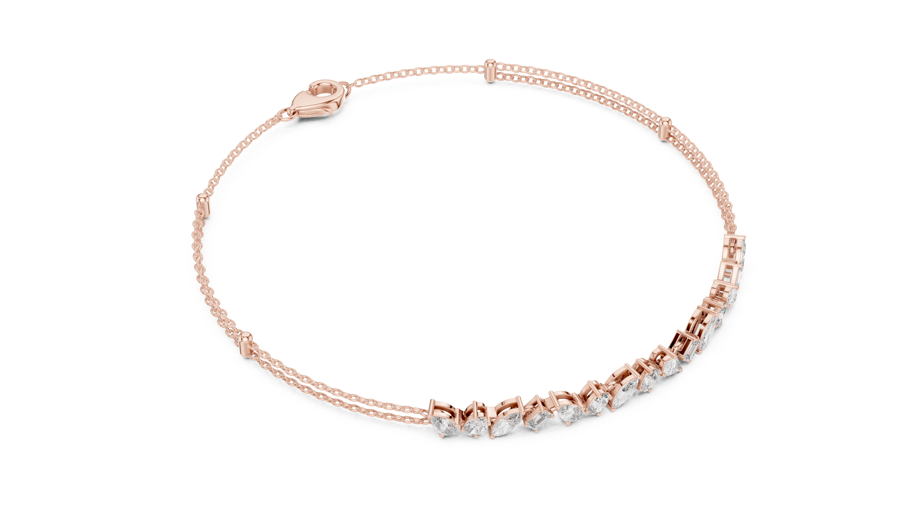 Pear Pendant Chain Bracelet in Rose Gold - VYKA Diamonds