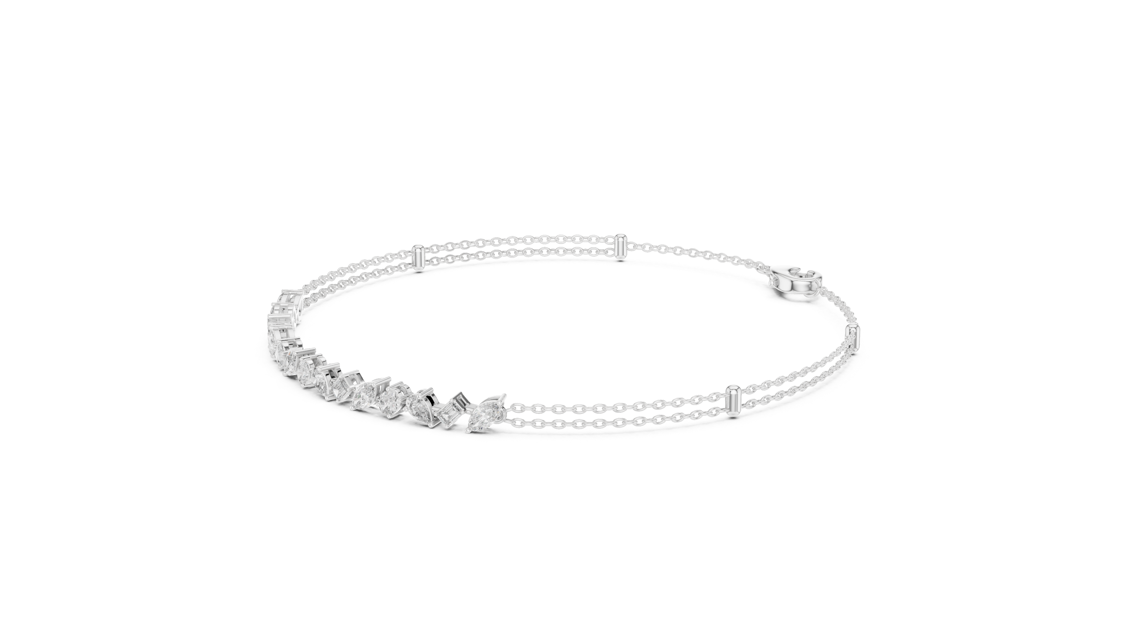 Pear Pendant Chain Bracelet in White Gold - VYKA Diamonds