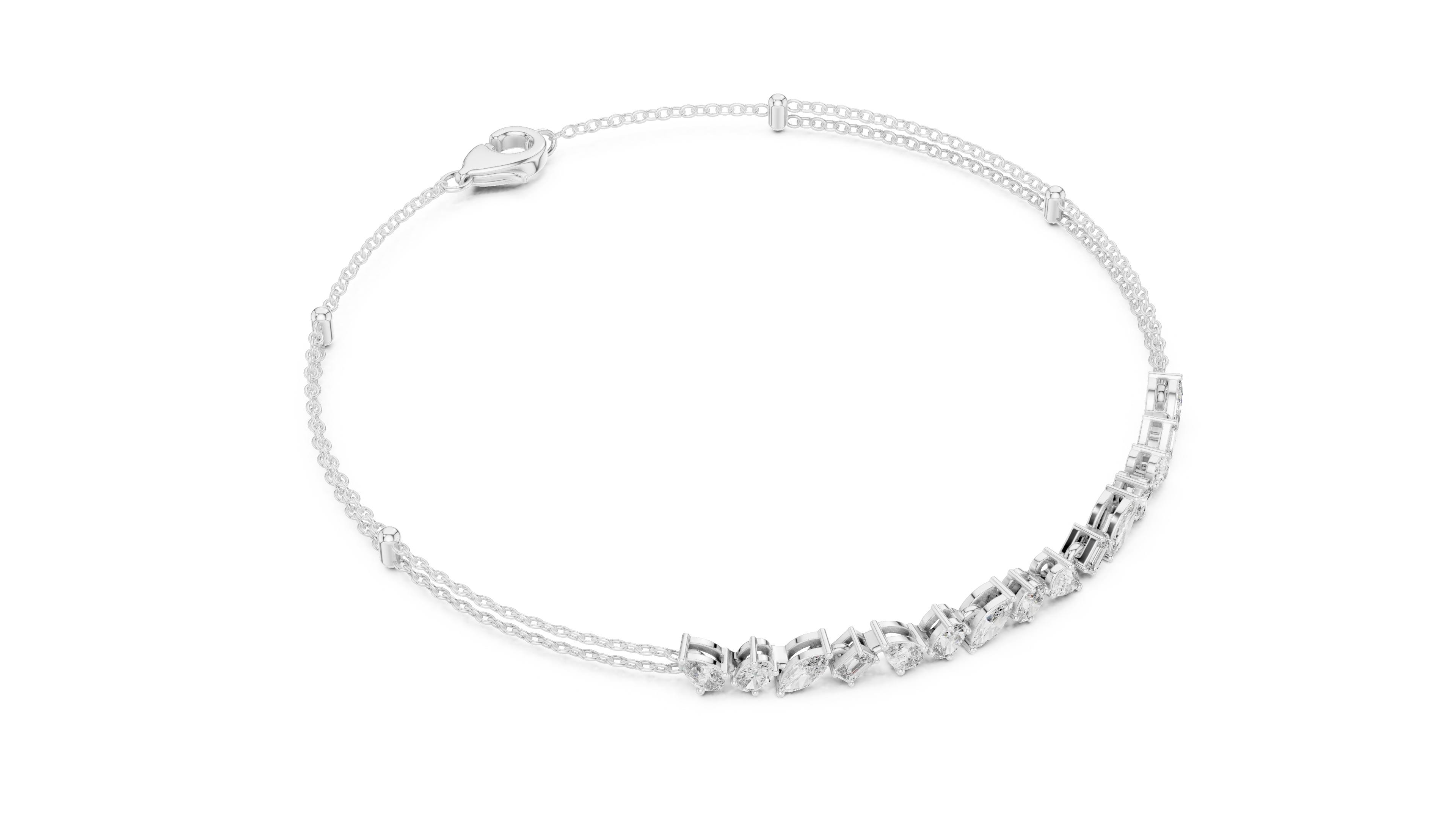 Pear Pendant Chain Bracelet in White Gold - VYKA Diamonds