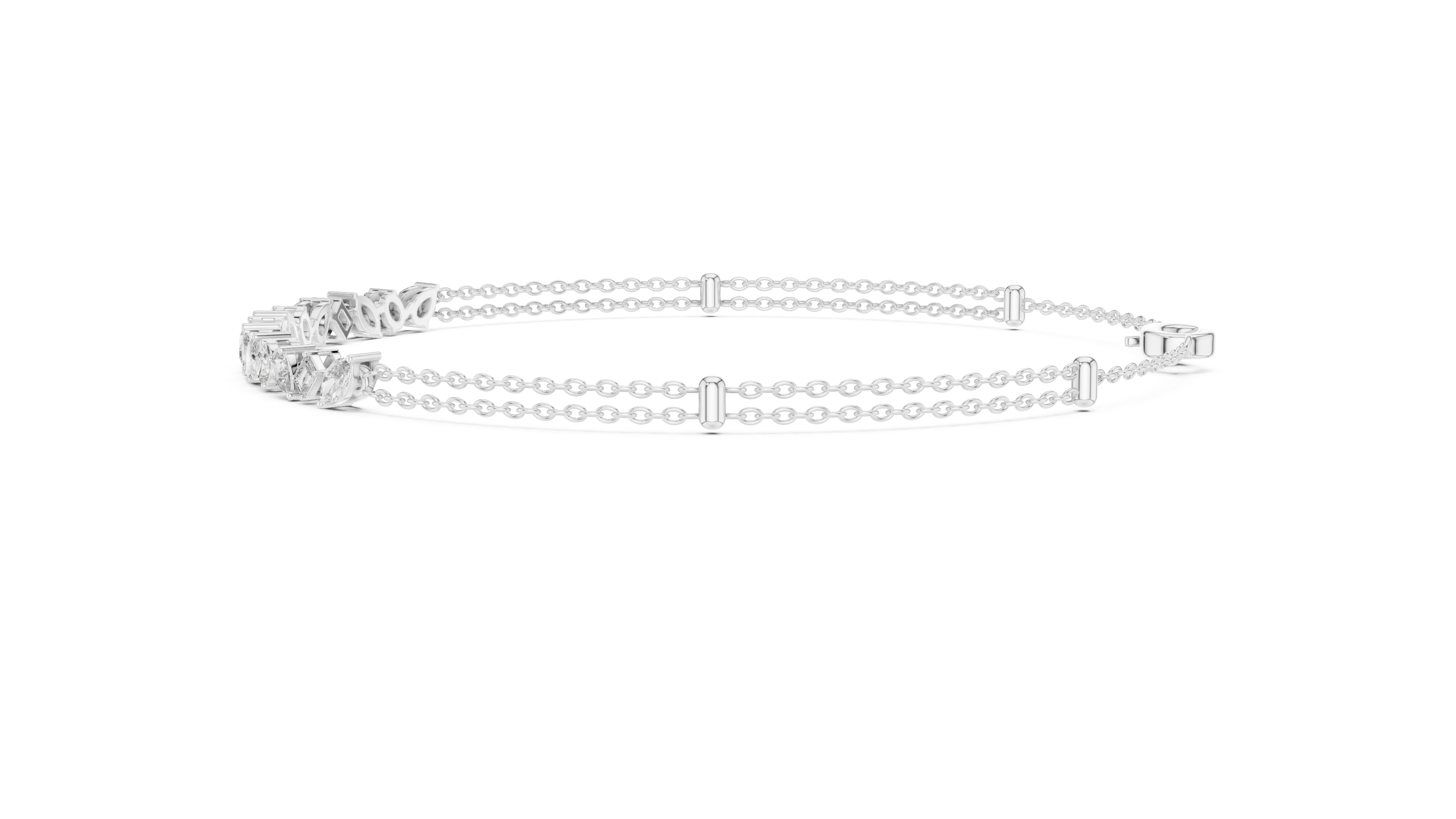 Pear Pendant Chain Bracelet in White Gold - VYKA Diamonds