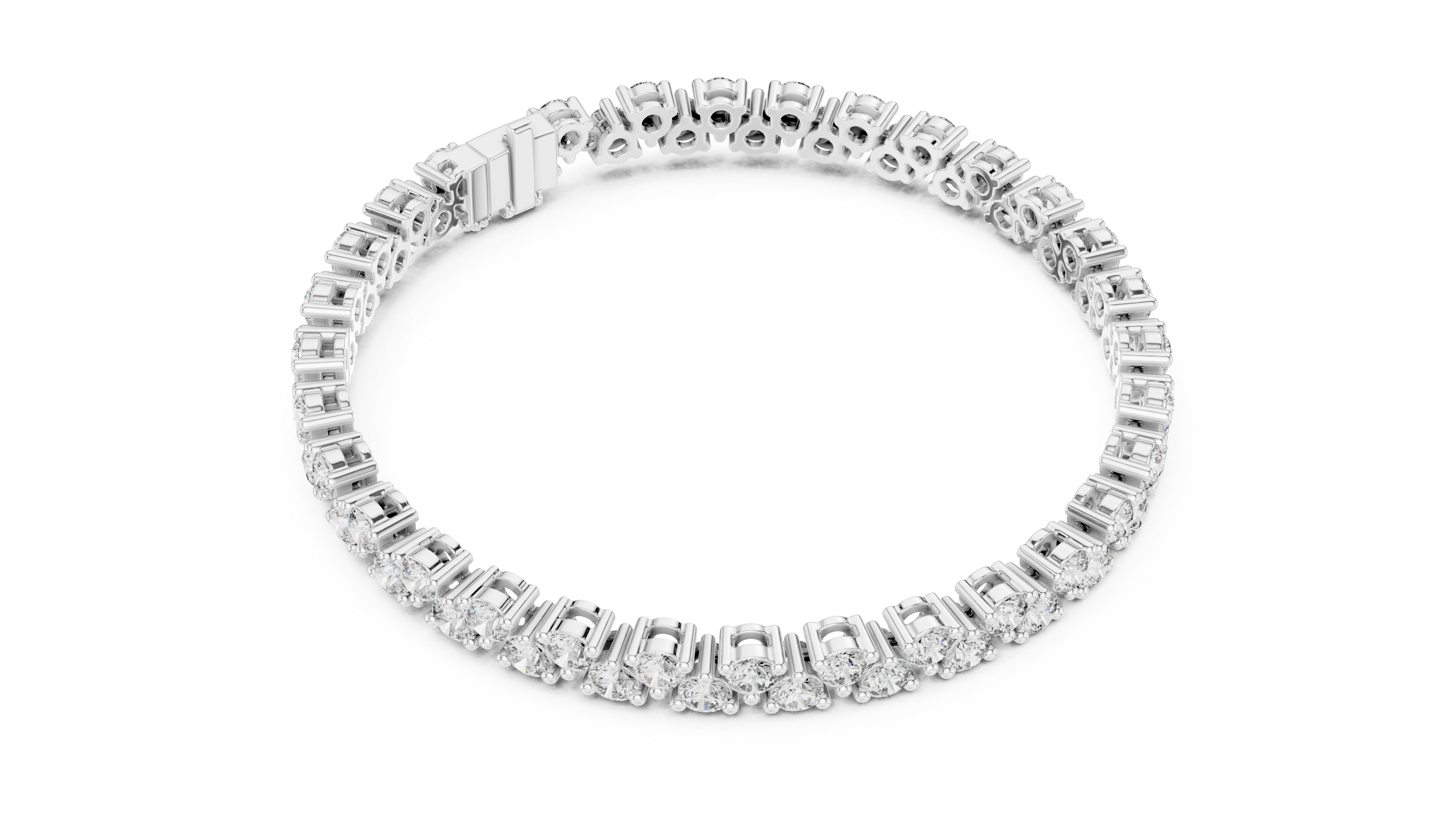 Round Collet Band Bracelet in White Gold - VYKA Diamonds