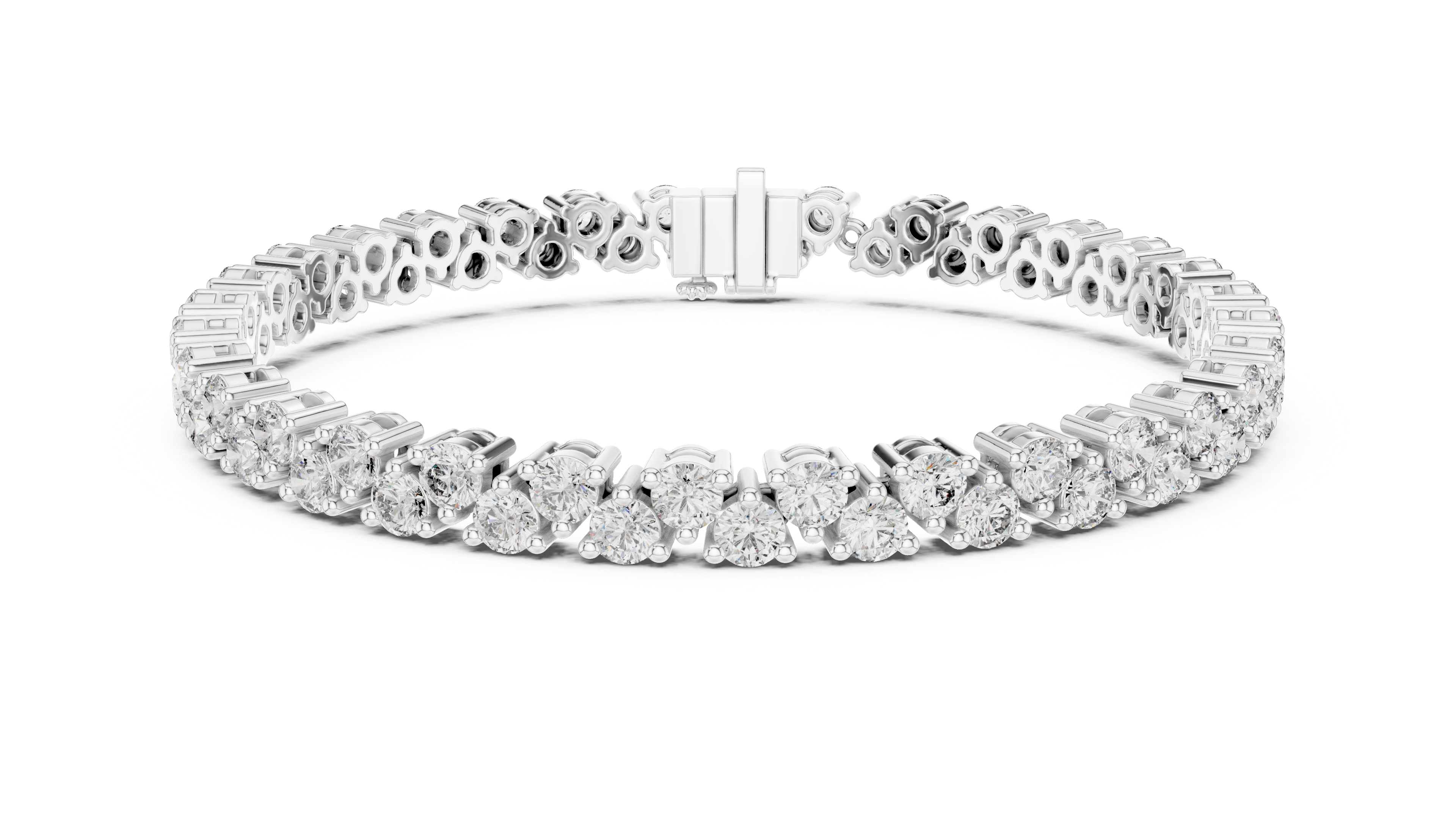 Round Collet Band Bracelet in White Gold - VYKA Diamonds