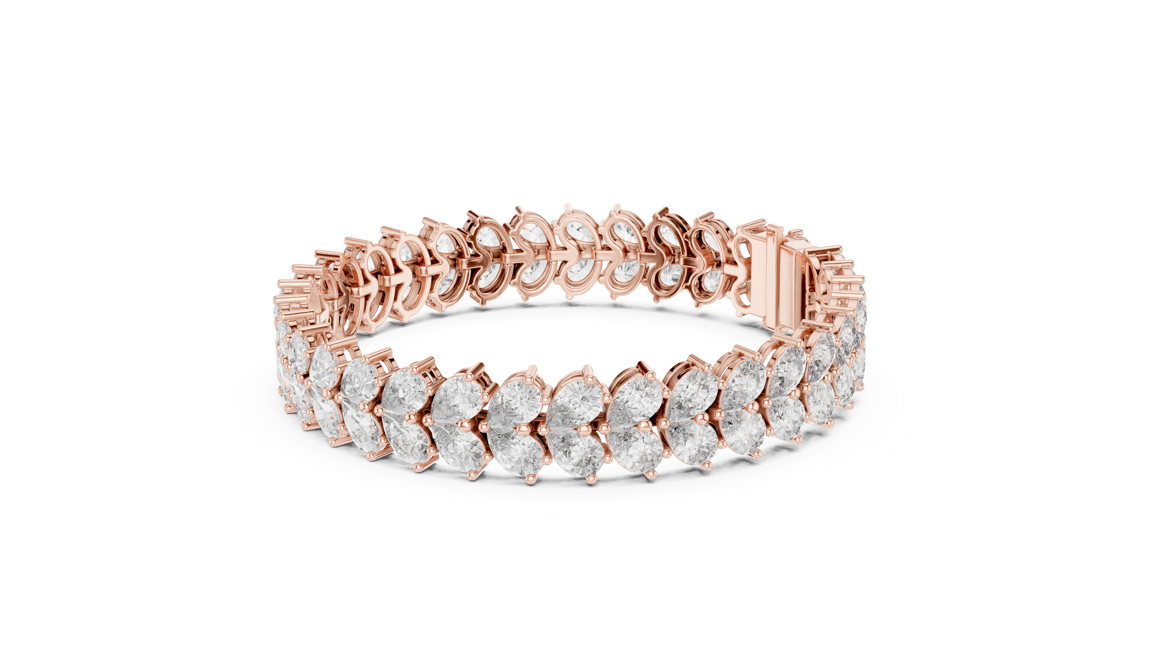سوار التنس بكمثرى متدلية in Rose Gold - VYKA Diamonds